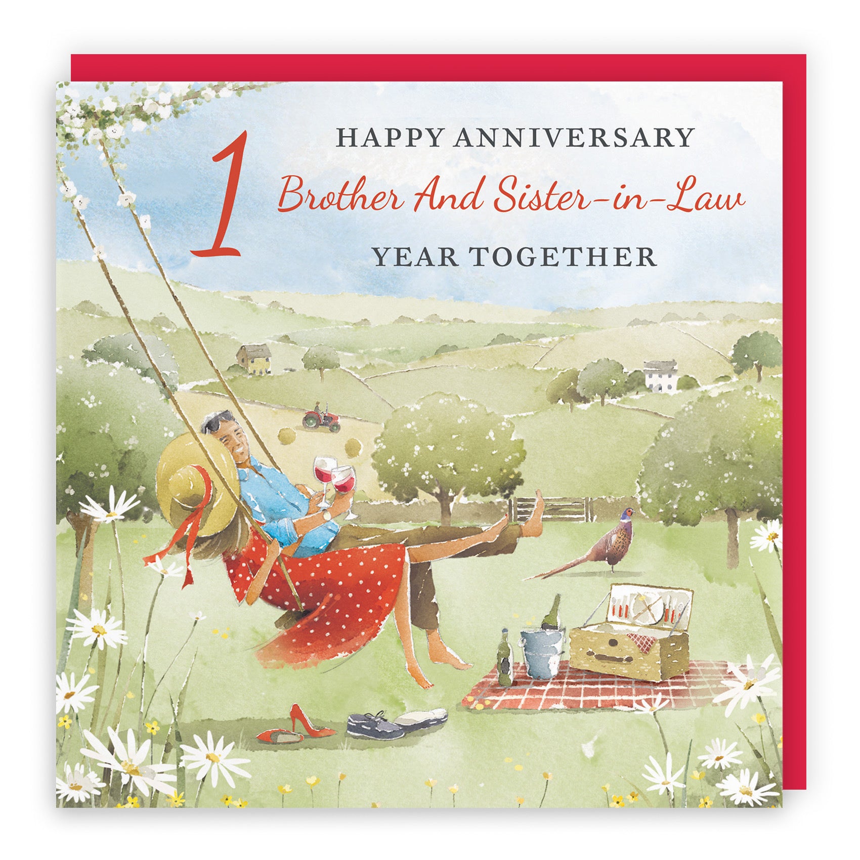 1st Brother And Sister-in-Law Anniversary Card Meadow Picnic Milo's Gallery - Default Title (RT06951)