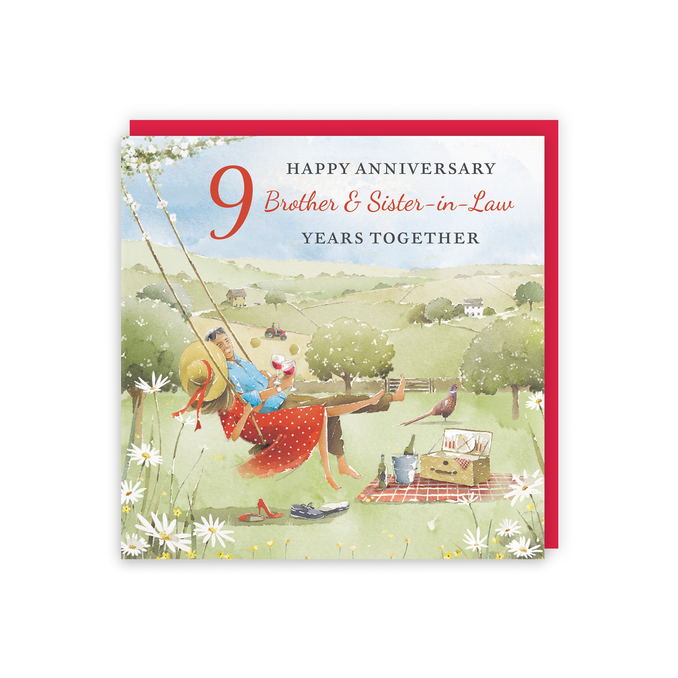 9th Brother And Sister-in-Law Anniversary Card Meadow Picnic Milo's Gallery - Default Title (RT06959)