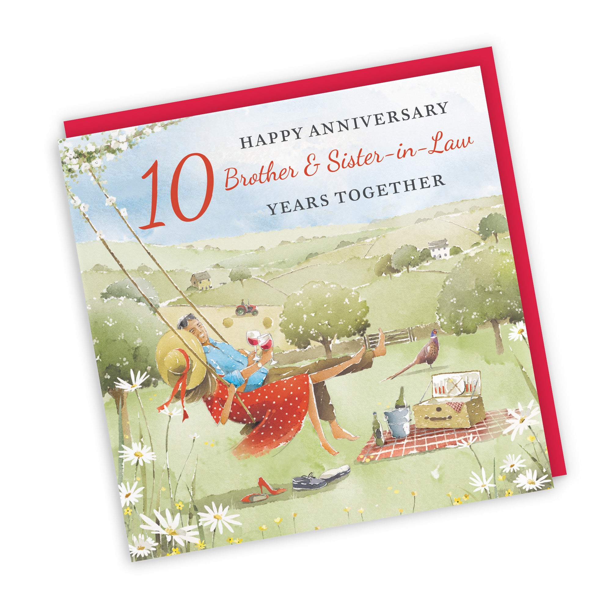 10th Brother And Sister-in-Law Anniversary Card Meadow Picnic Milo's Gallery - Default Title (RT06960)