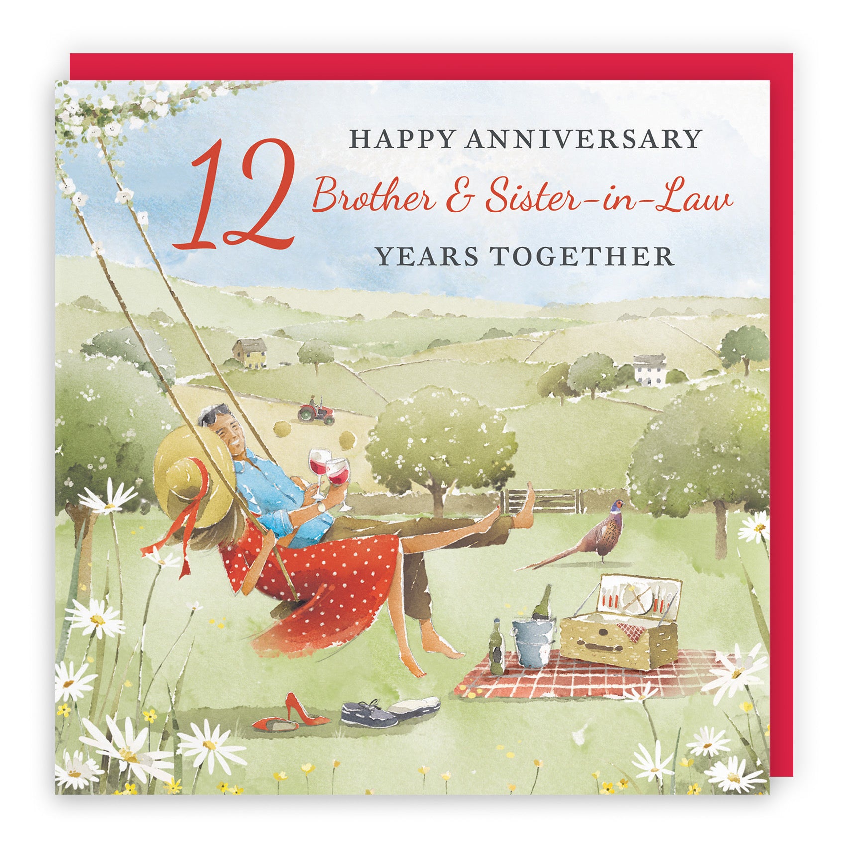 12th Brother And Sister-in-Law Anniversary Card Meadow Picnic Milo's Gallery - Default Title (RT06962)