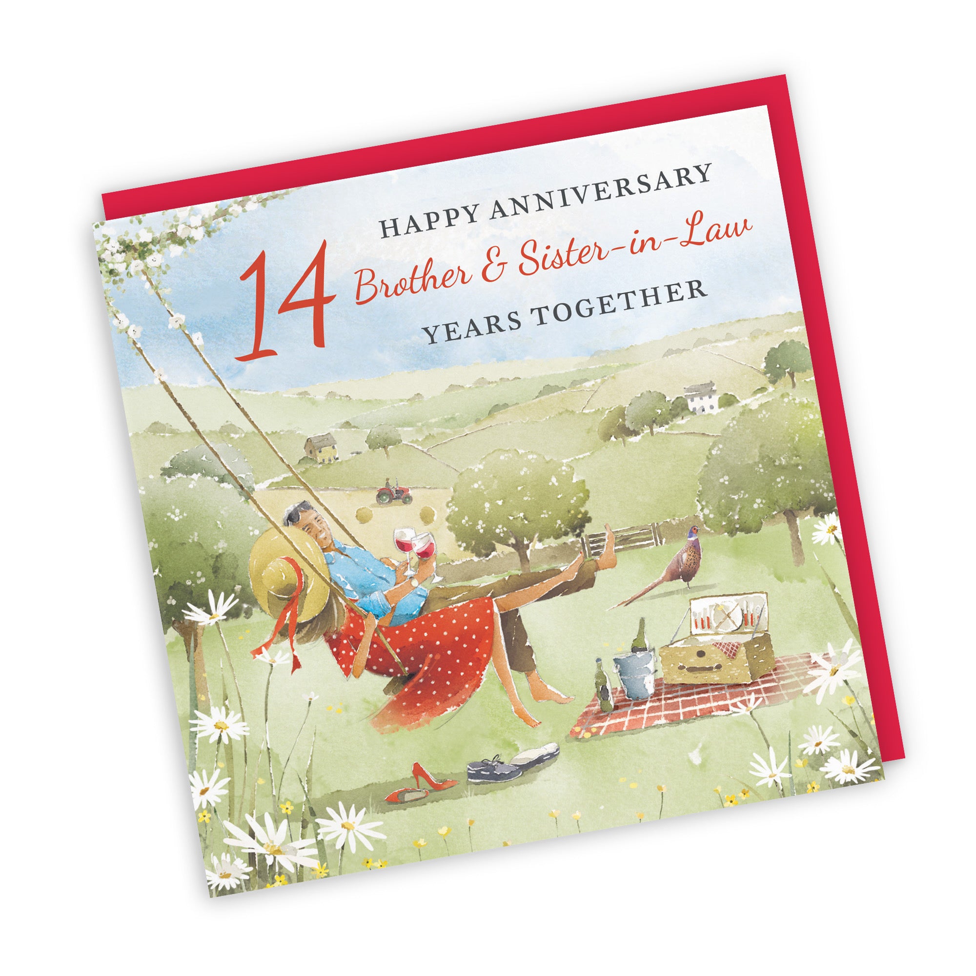 14th Brother And Sister-in-Law Anniversary Card Meadow Picnic Milo's Gallery - Default Title (RT06964)