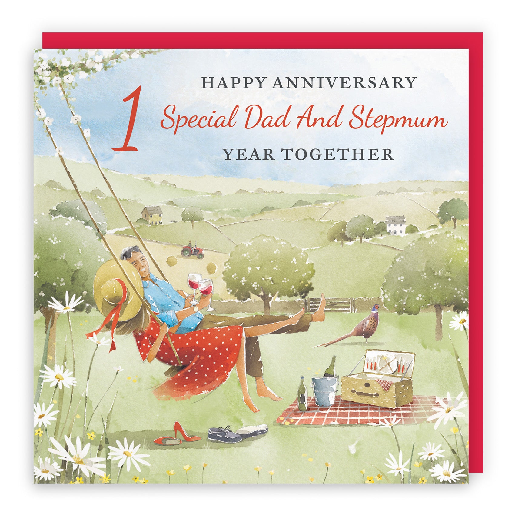 1st Dad And Stepmum Anniversary Card Meadow Picnic Milo's Gallery - Default Title (RT06971)