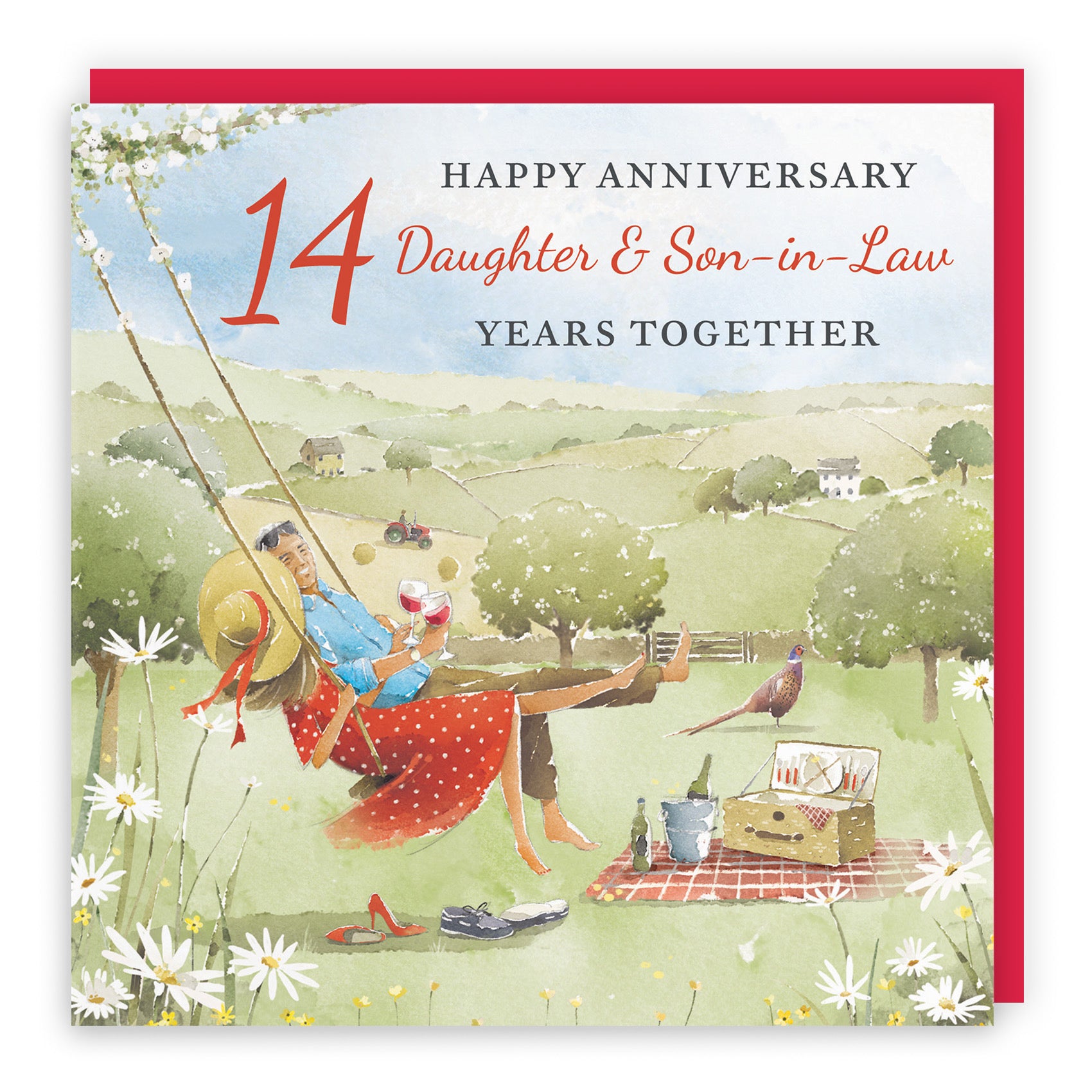 14th Daughter And Son-in-Law Anniversary Card Meadow Picnic Milo's Gallery - Default Title (RT06989)