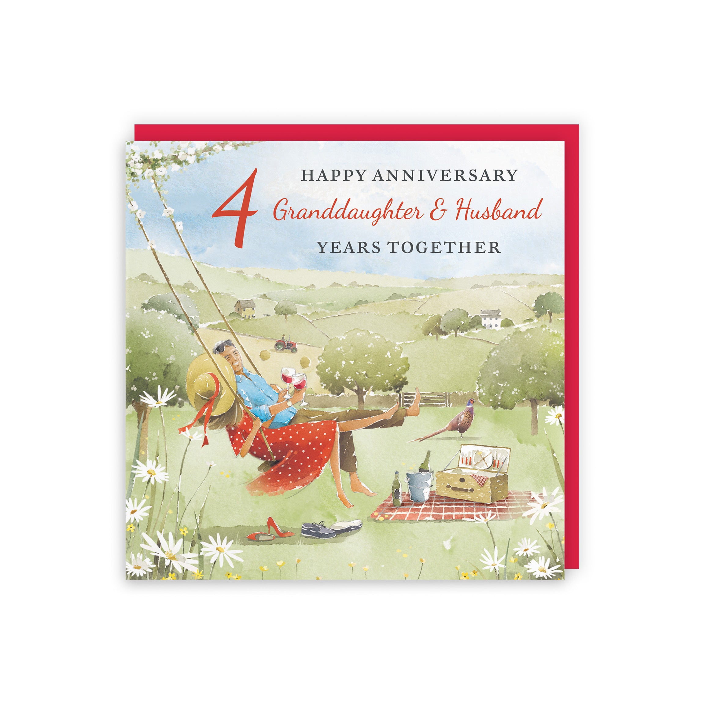 4th Granddaughter And Husband Anniversary Card Meadow Picnic Milo's Gallery - Default Title (RT07008)