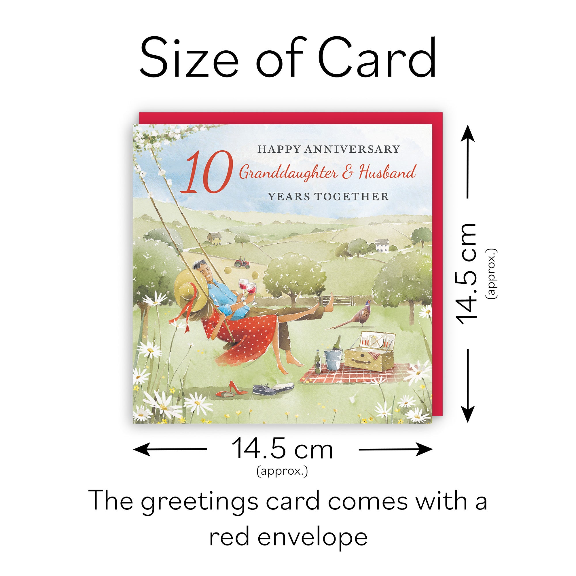 10th Granddaughter And Husband Anniversary Card Meadow Picnic Milo's Gallery - Default Title (RT07014)