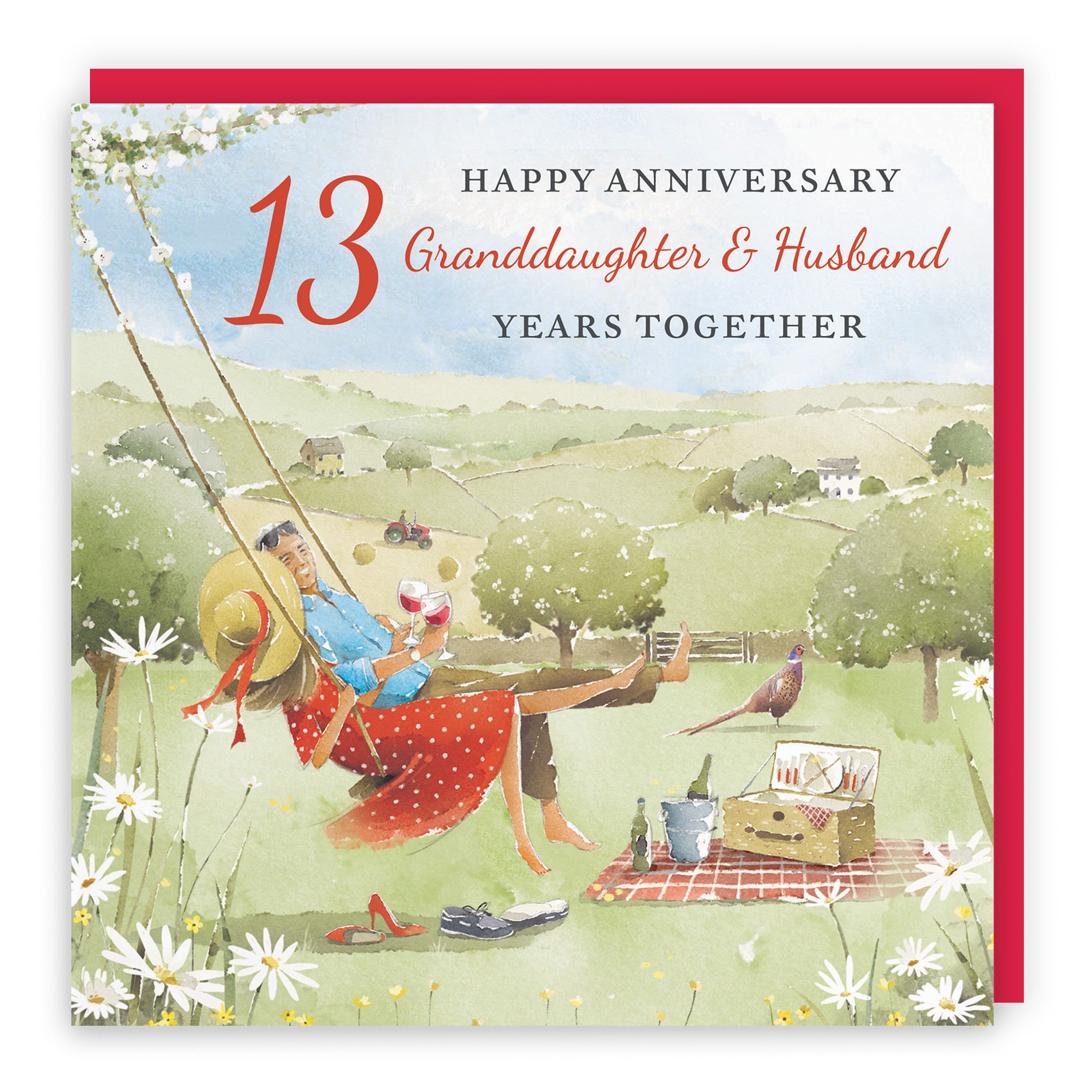 13th Granddaughter And Husband Anniversary Card Meadow Picnic Milo's Gallery - Default Title (RT07017)