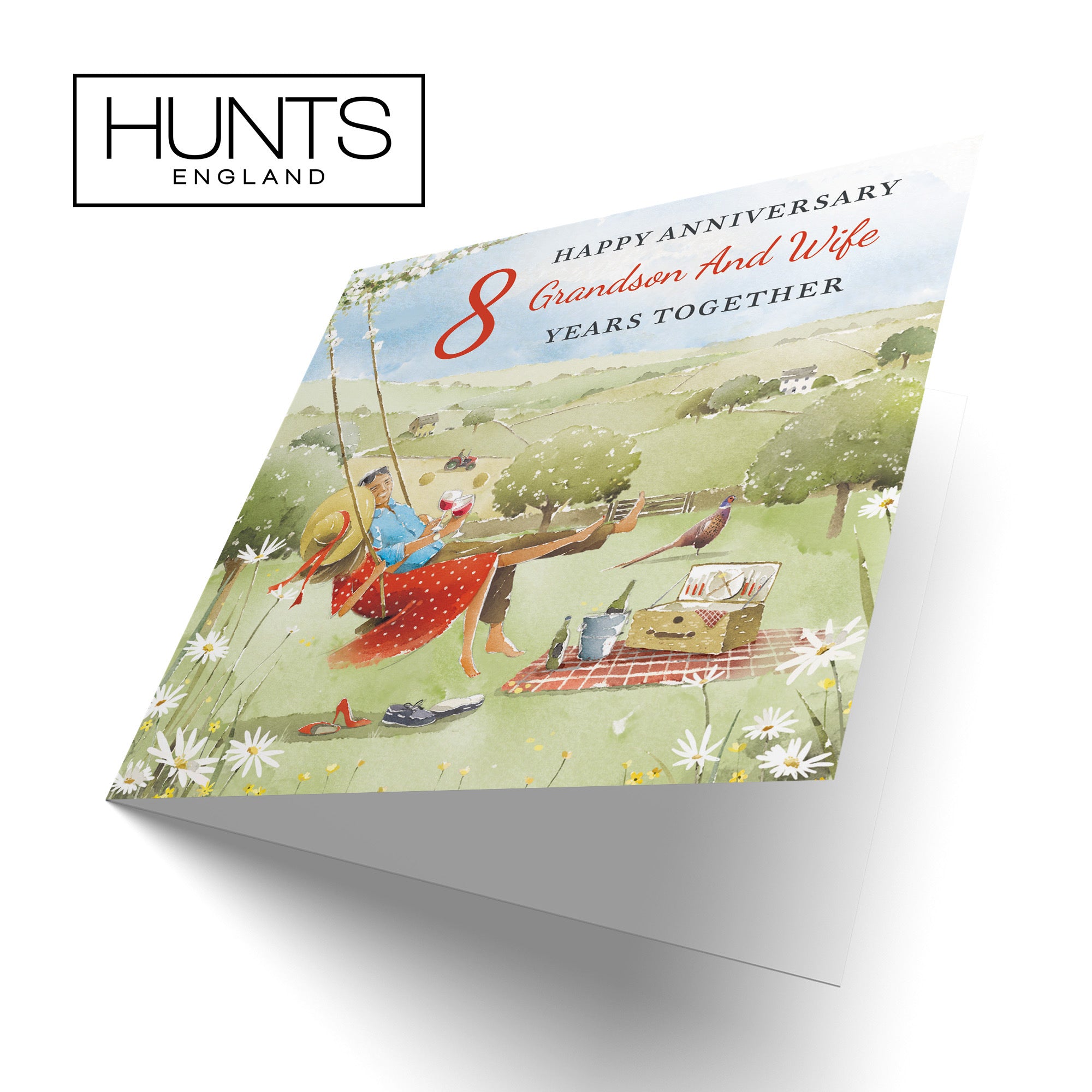 8th Grandson And Wife Anniversary Card Meadow Picnic Milo's Gallery - Default Title (RT07031)