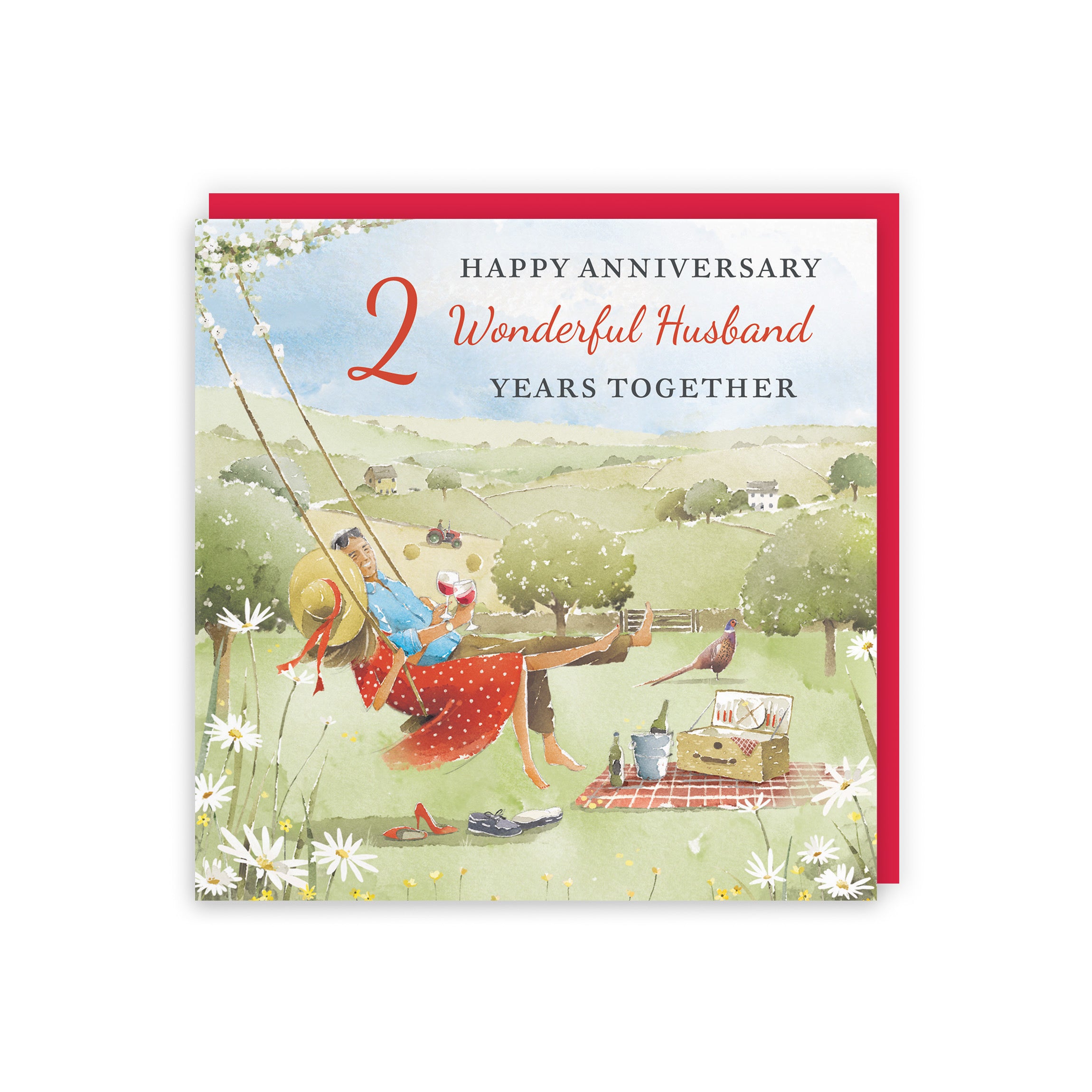 2nd Husband Anniversary Card Meadow Picnic Milo's Gallery - Default Title (RT07041)