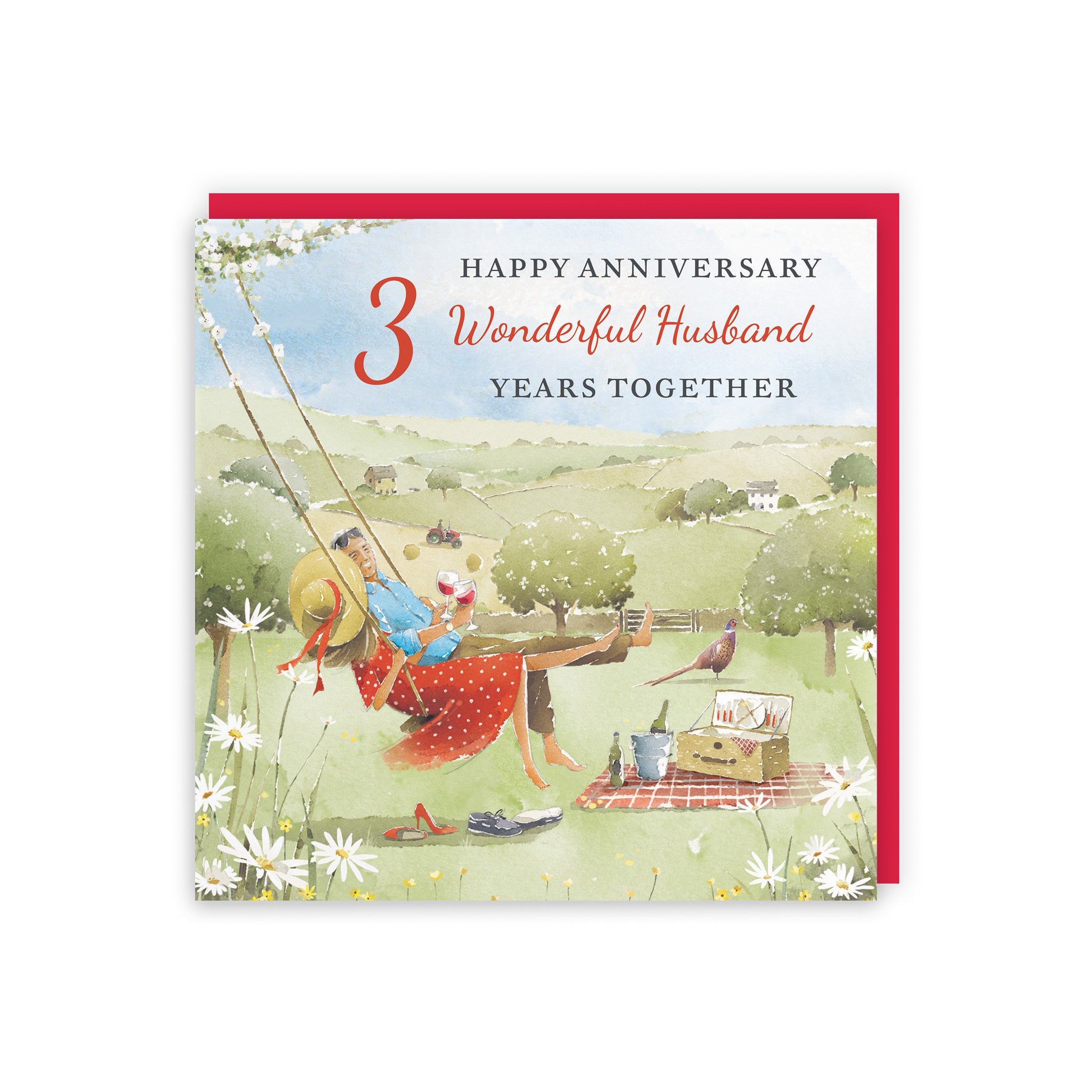 3rd Husband Anniversary Card Meadow Picnic Milo's Gallery - Default Title (RT07042)