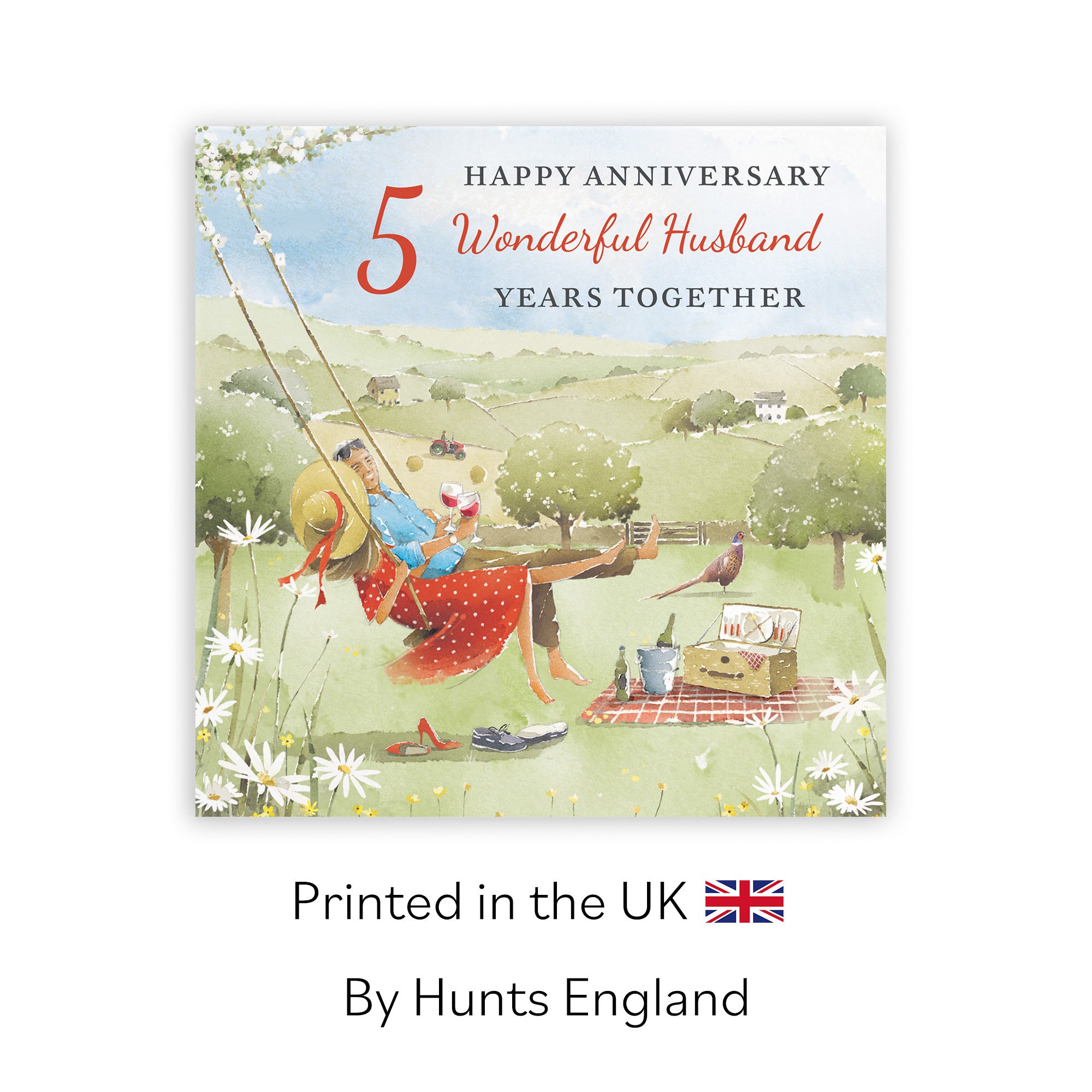 5th Husband Anniversary Card Meadow Picnic Milo's Gallery - Default Title (RT07044)