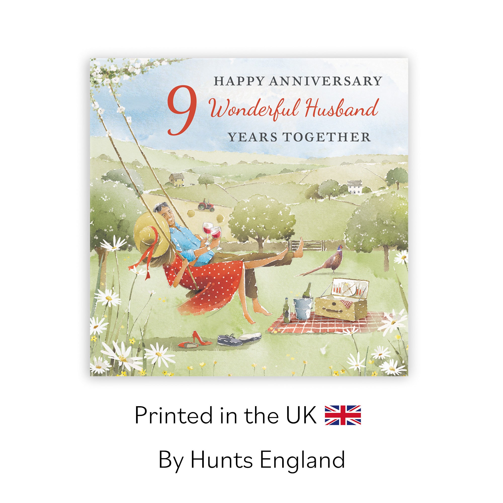 9th Husband Anniversary Card Meadow Picnic Milo's Gallery - Default Title (RT07048)