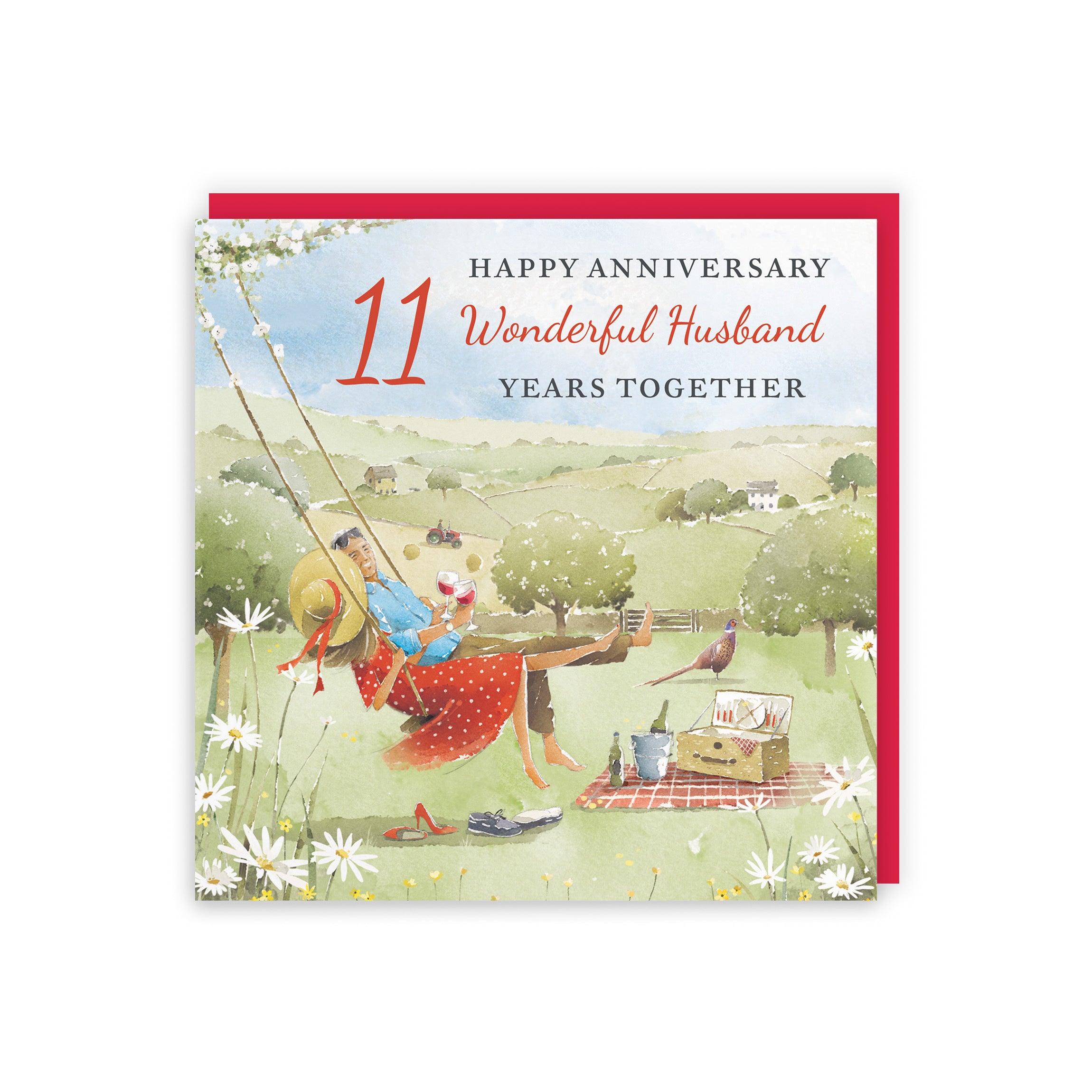 11th Husband Anniversary Card Meadow Picnic Milo's Gallery - Default Title (RT07050)