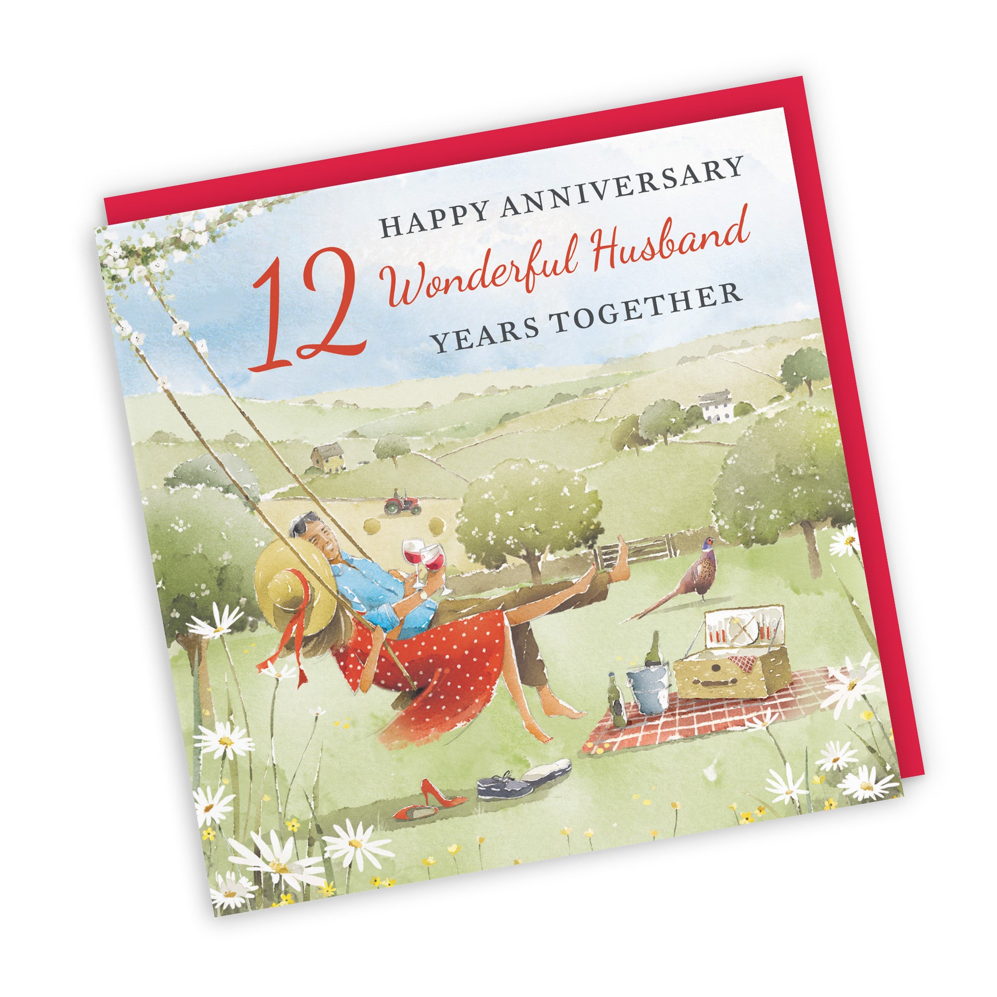 12th Husband Anniversary Card Meadow Picnic Milo's Gallery - Default Title (RT07051)
