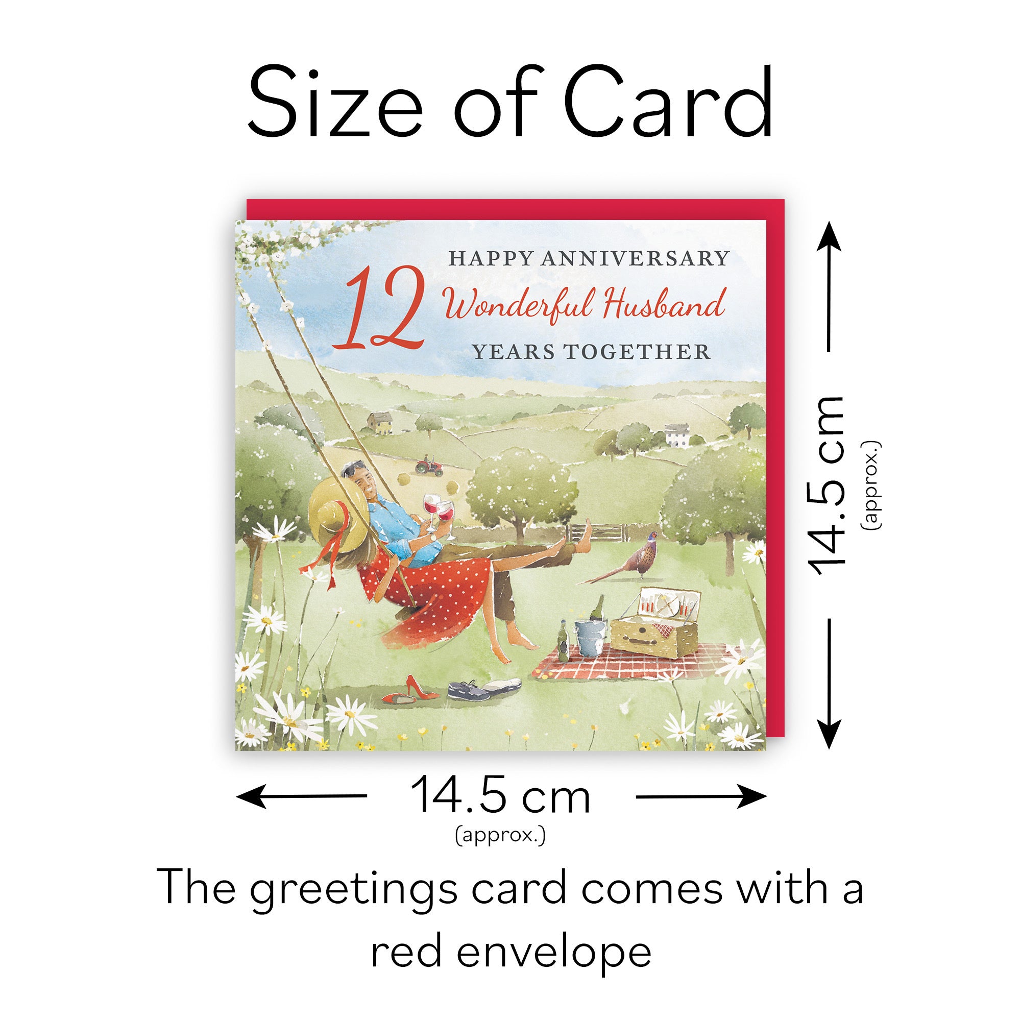 12th Husband Anniversary Card Meadow Picnic Milo's Gallery - Default Title (RT07051)
