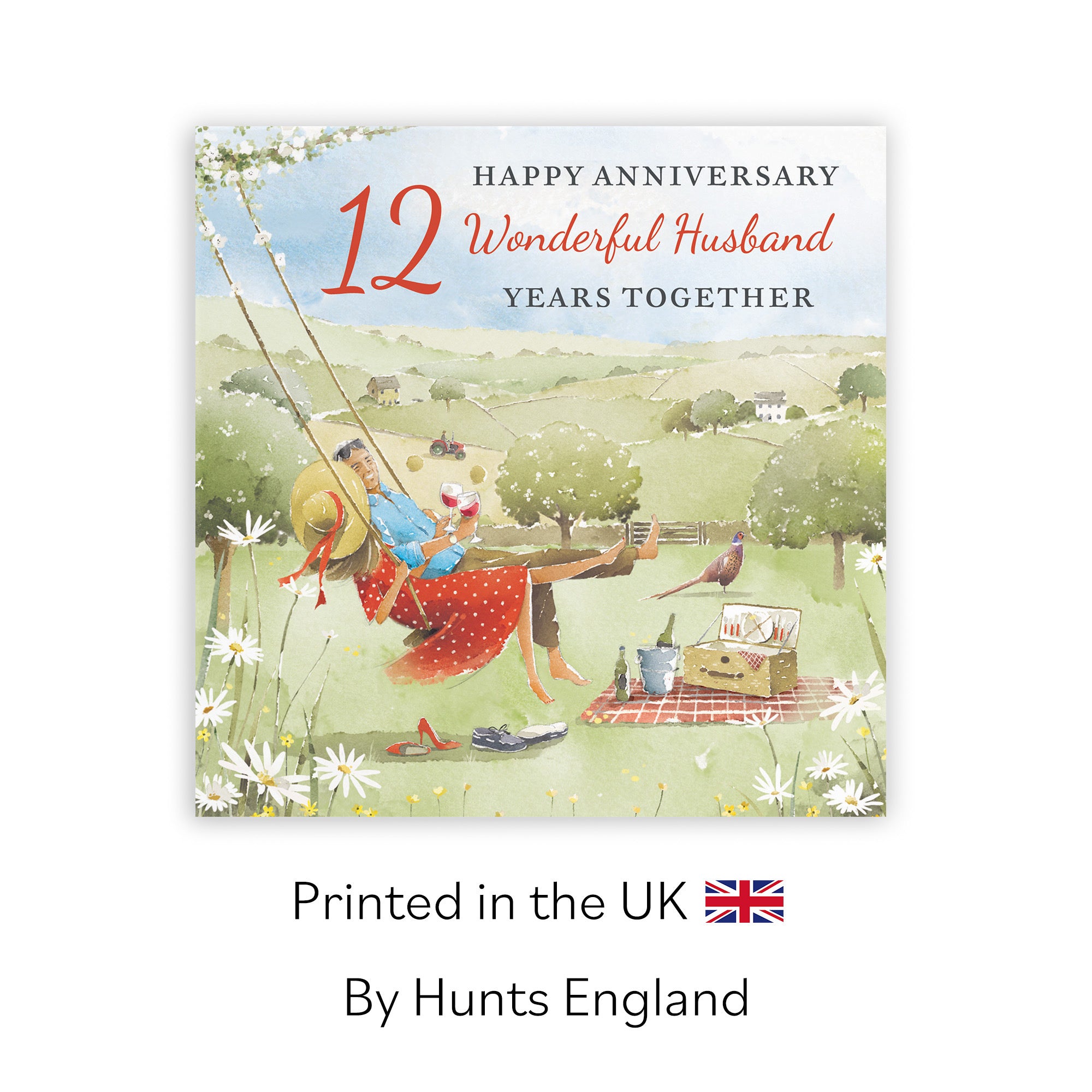 12th Husband Anniversary Card Meadow Picnic Milo's Gallery - Default Title (RT07051)
