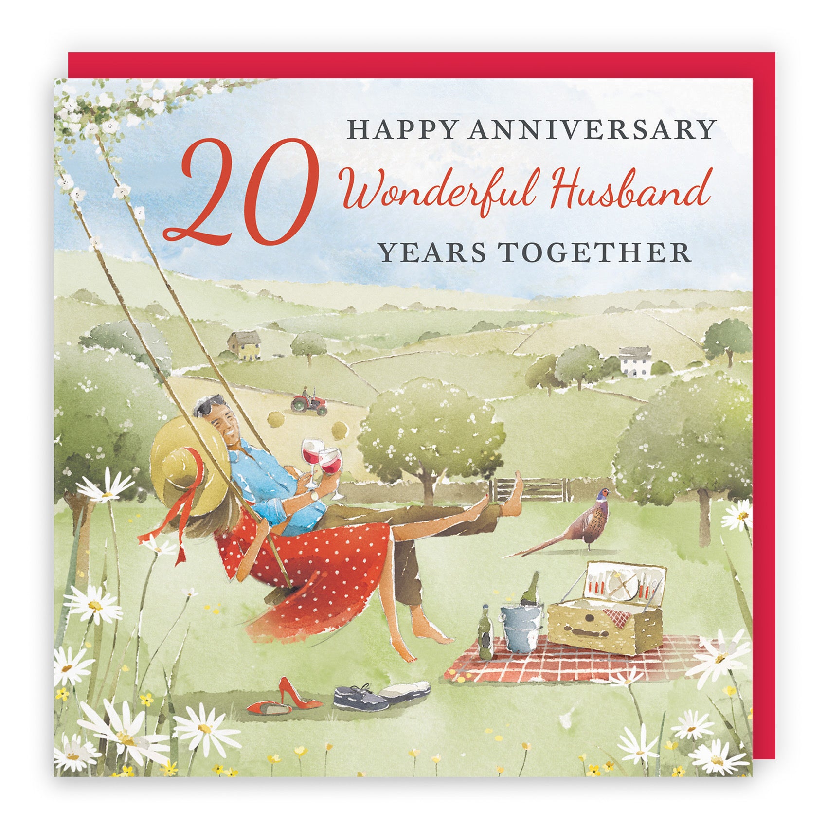 20th Husband Anniversary Card Meadow Picnic Milo's Gallery - Default Title (RT07059)