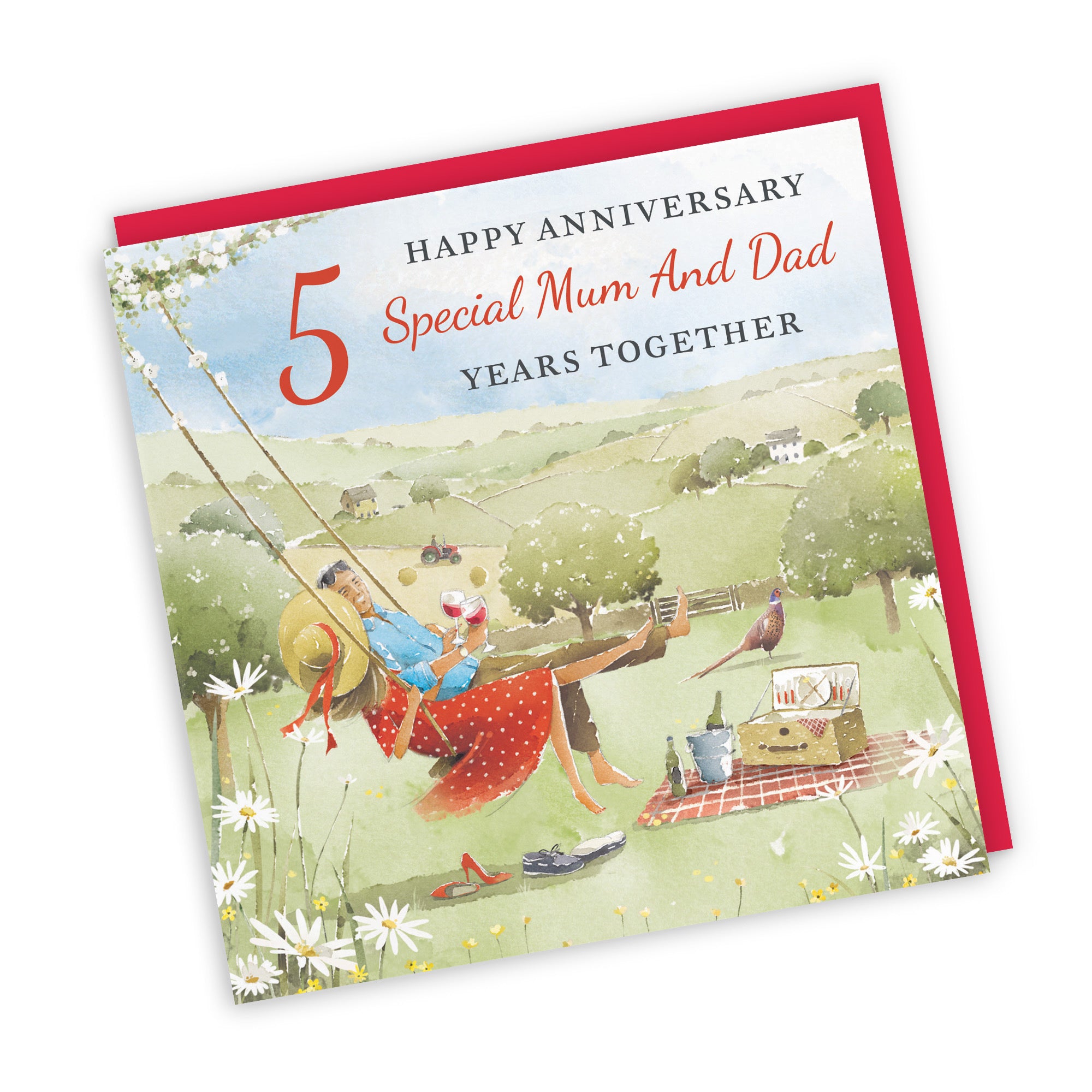 5th Mum And Dad Anniversary Card Meadow Picnic Milo's Gallery - Default Title (RT07072)