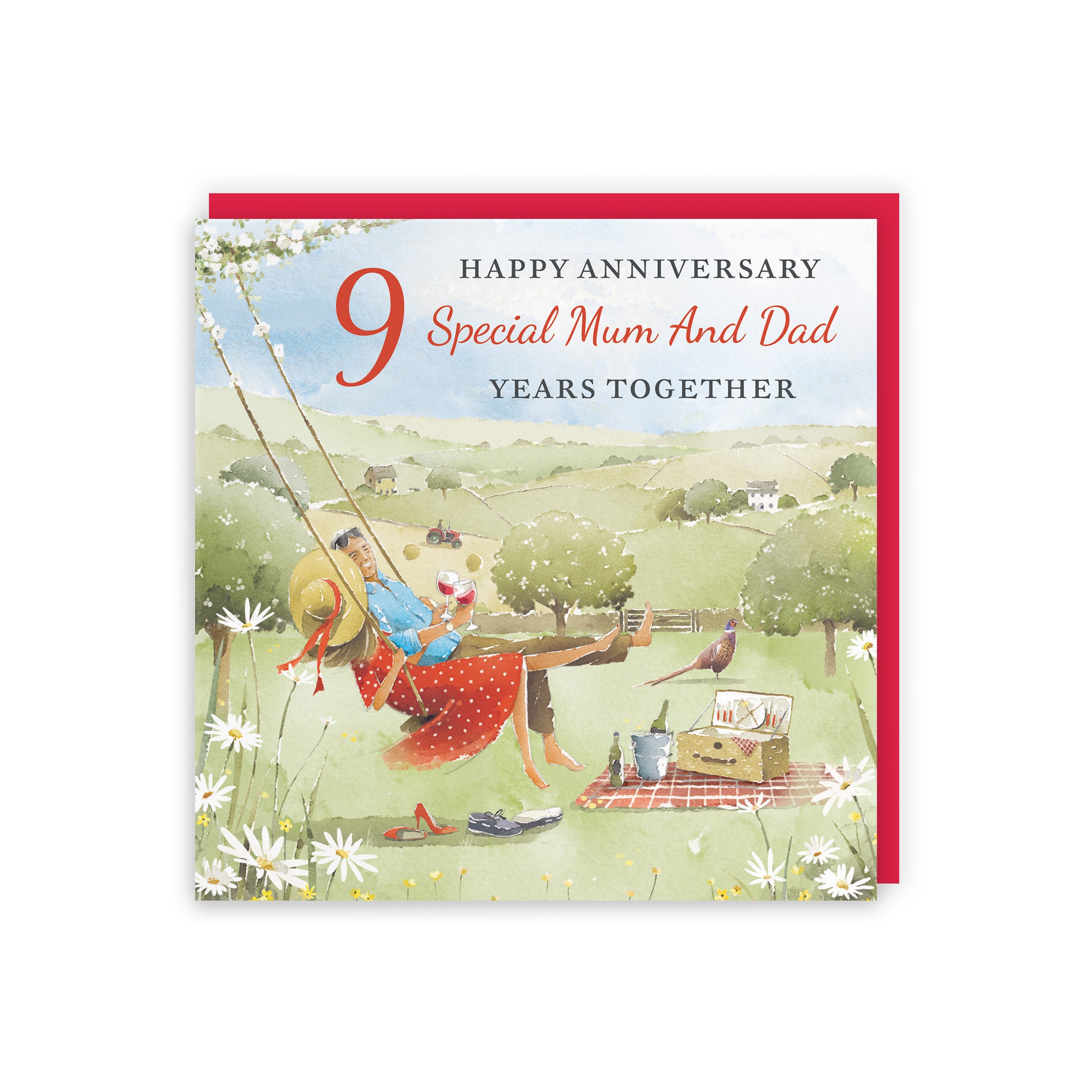 9th Mum And Dad Anniversary Card Meadow Picnic Milo's Gallery - Default Title (RT07076)