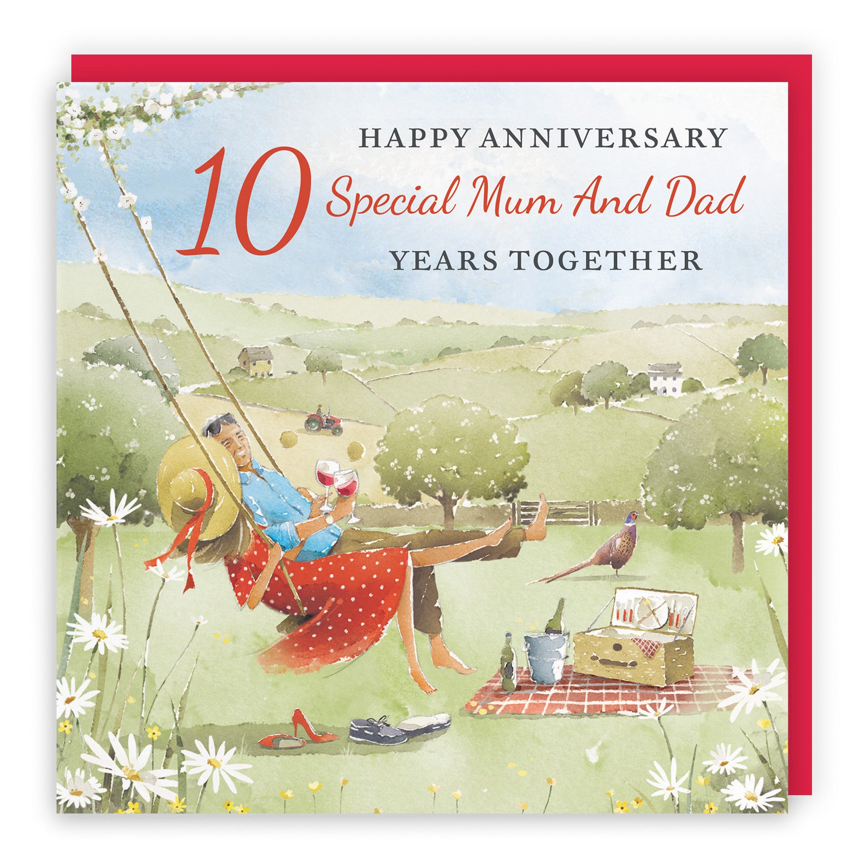 10th Mum And Dad Anniversary Card Meadow Picnic Milo's Gallery - Default Title (RT07077)