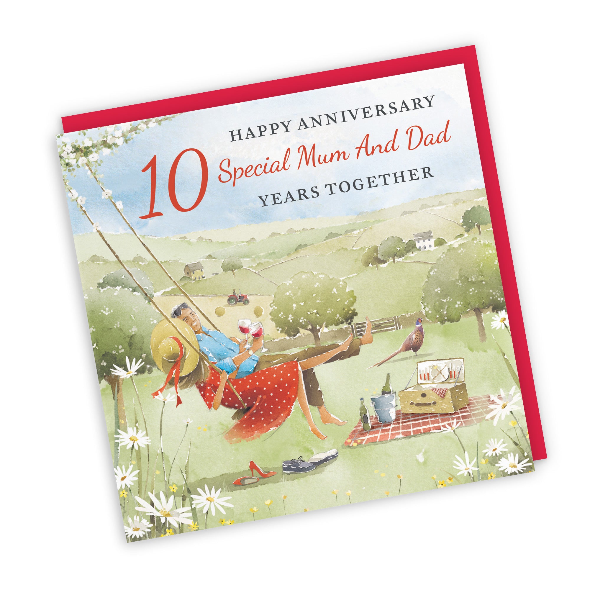 10th Mum And Dad Anniversary Card Meadow Picnic Milo's Gallery - Default Title (RT07077)