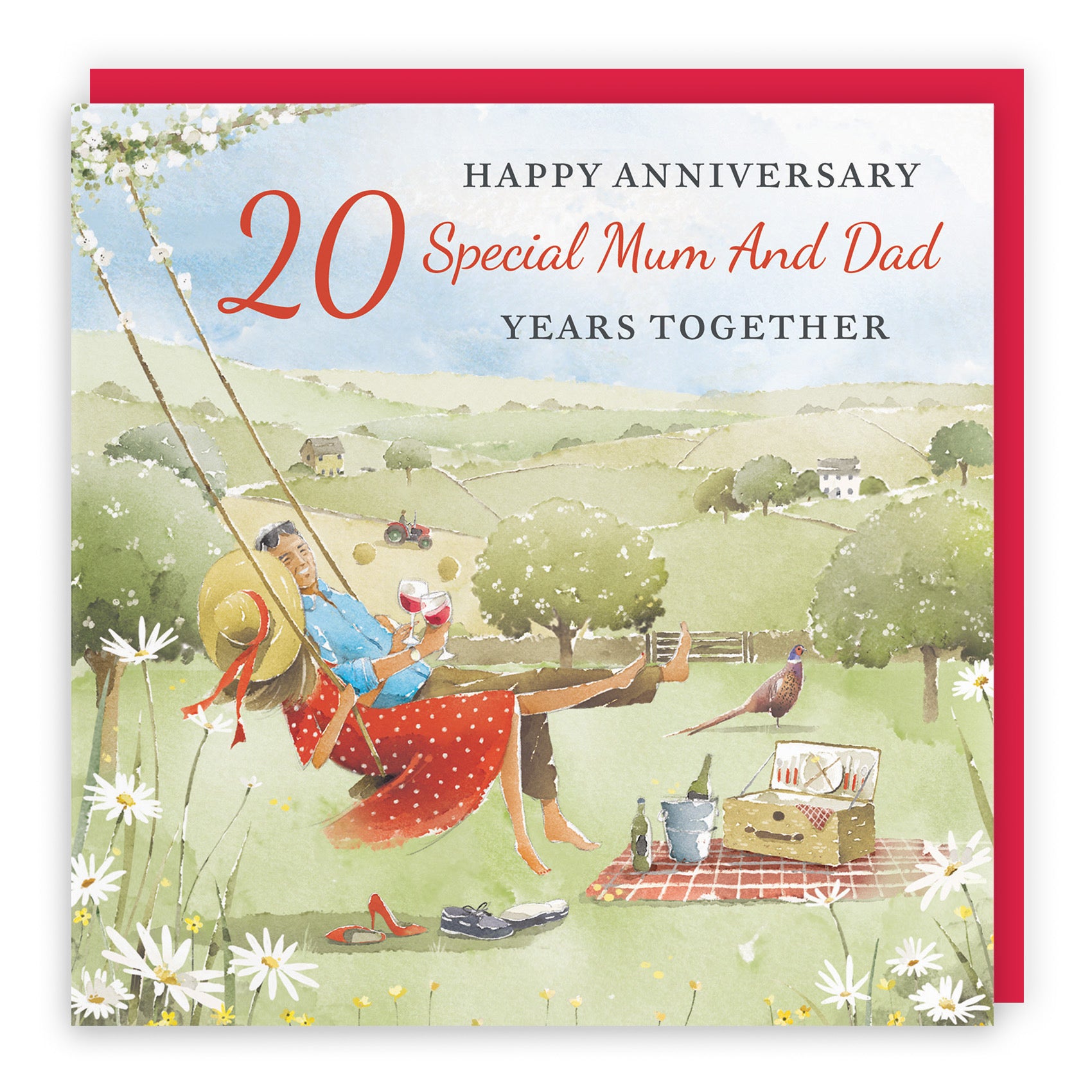 20th Mum And Dad Anniversary Card Meadow Picnic Milo's Gallery - Default Title (RT07083)