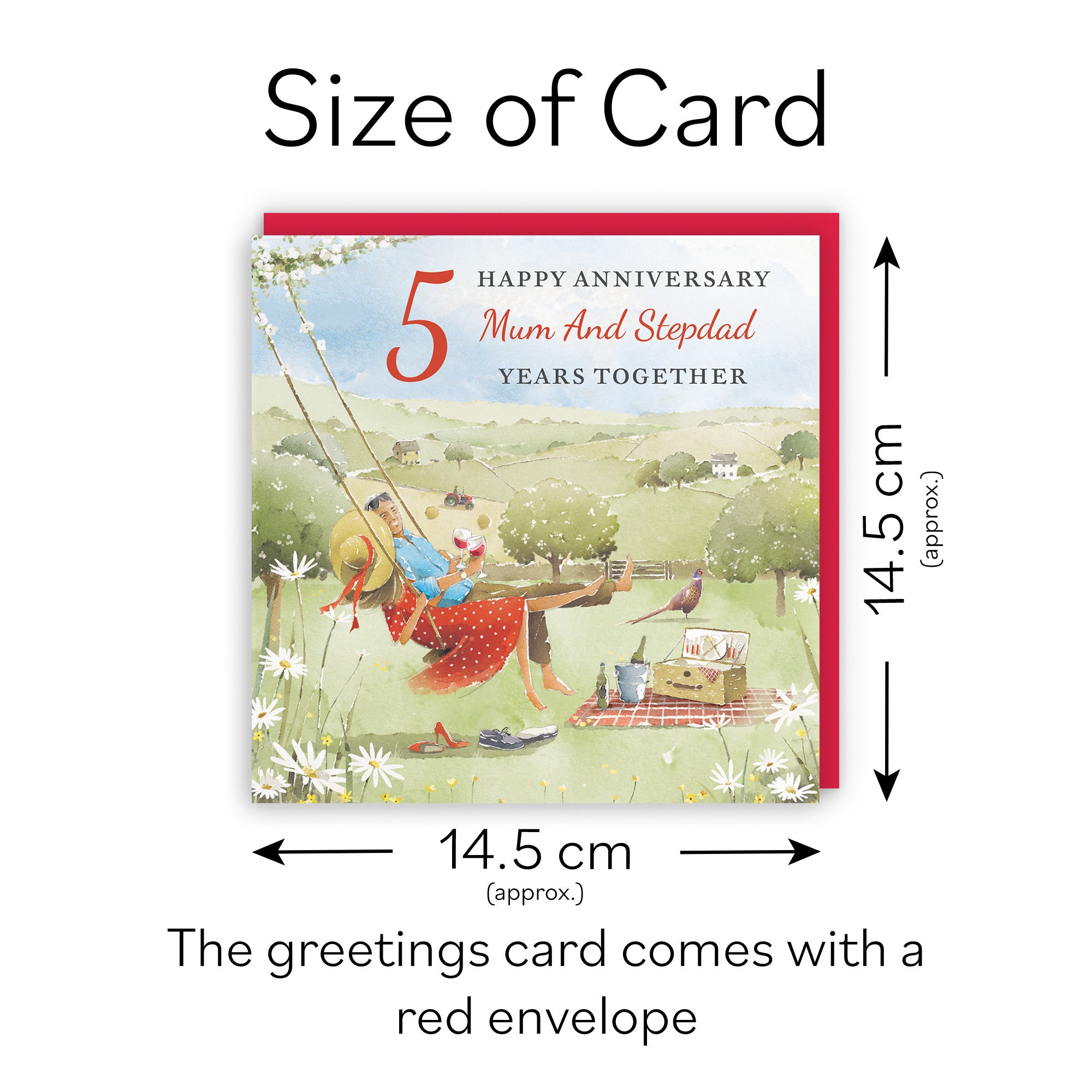5th Mum And Stepdad Anniversary Card Meadow Picnic Milo's Gallery - Default Title (RT07090)