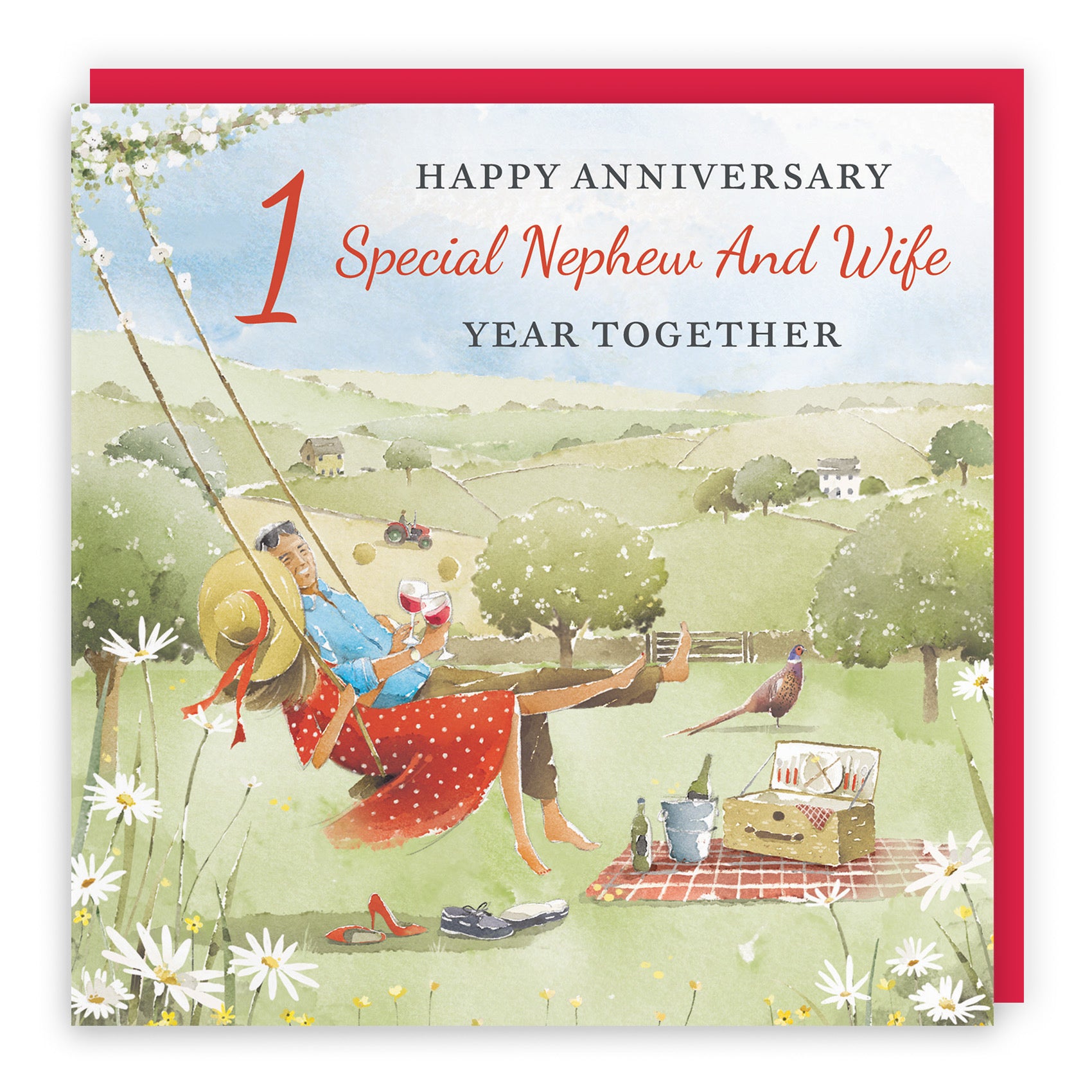 1st Nephew And Wife Anniversary Card Meadow Picnic Milo's Gallery - Default Title (RT07094)
