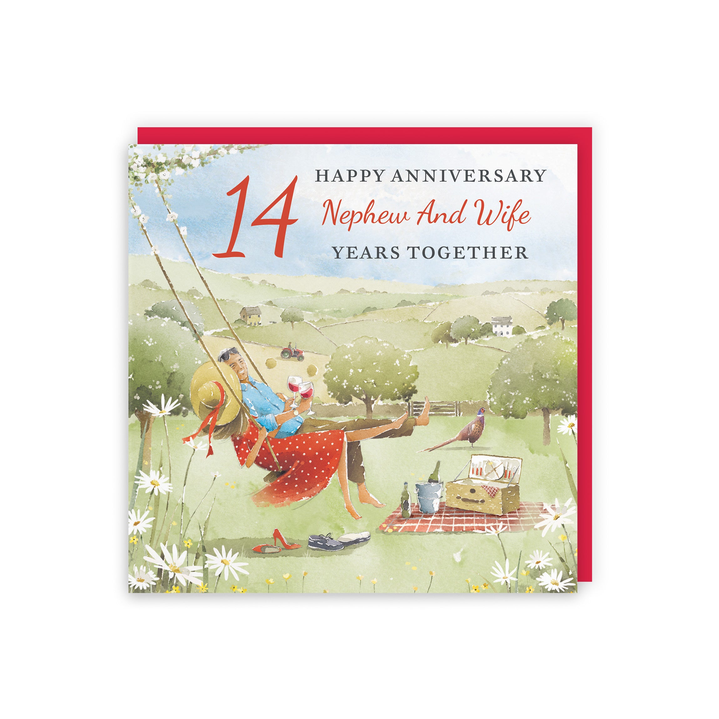 14th Nephew And Wife Anniversary Card Meadow Picnic Milo's Gallery - Default Title (RT07107)