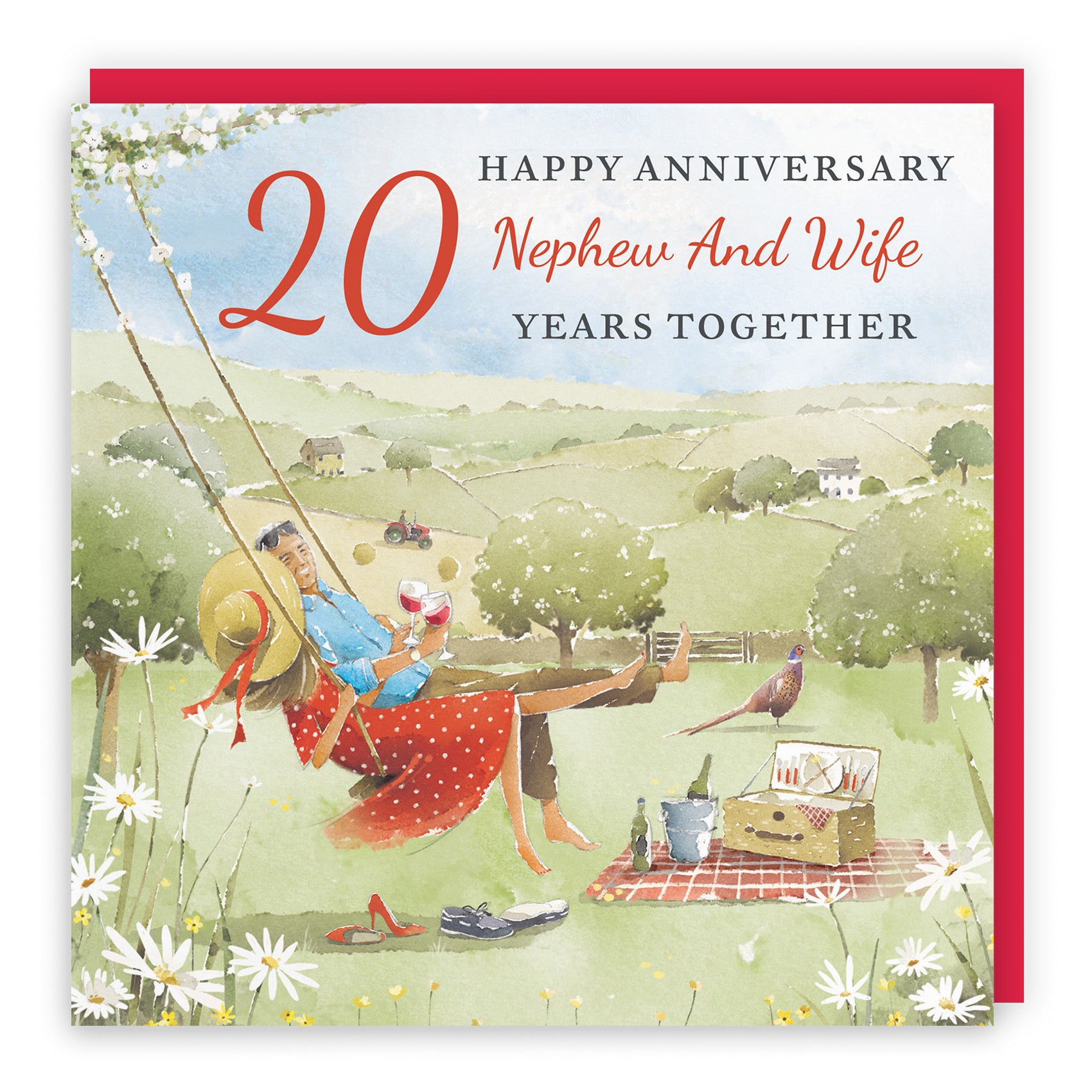20th Nephew And Wife Anniversary Card Meadow Picnic Milo's Gallery - Default Title (RT07109)