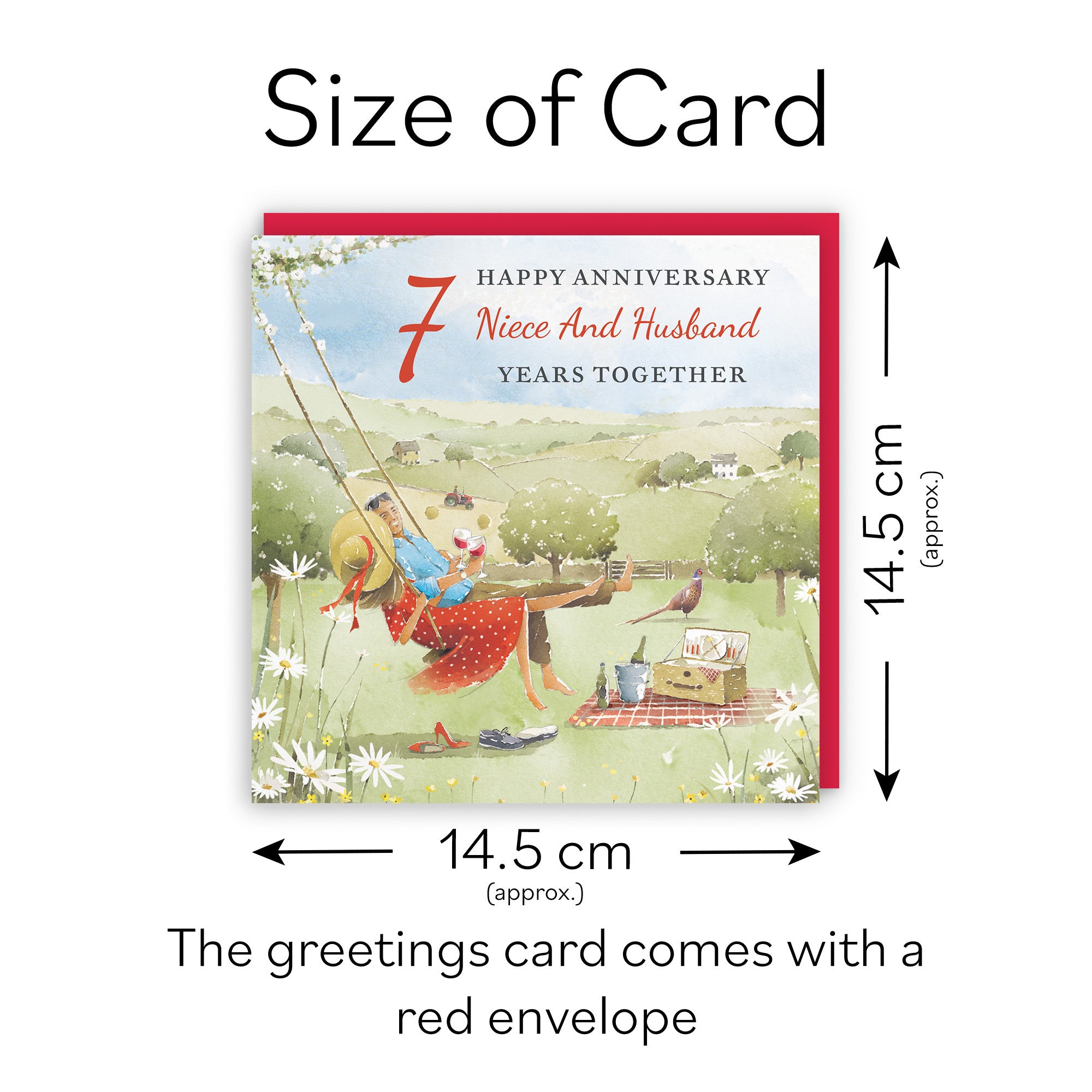 7th Niece And Husband Anniversary Card Meadow Picnic Milo's Gallery - Default Title (RT07119)