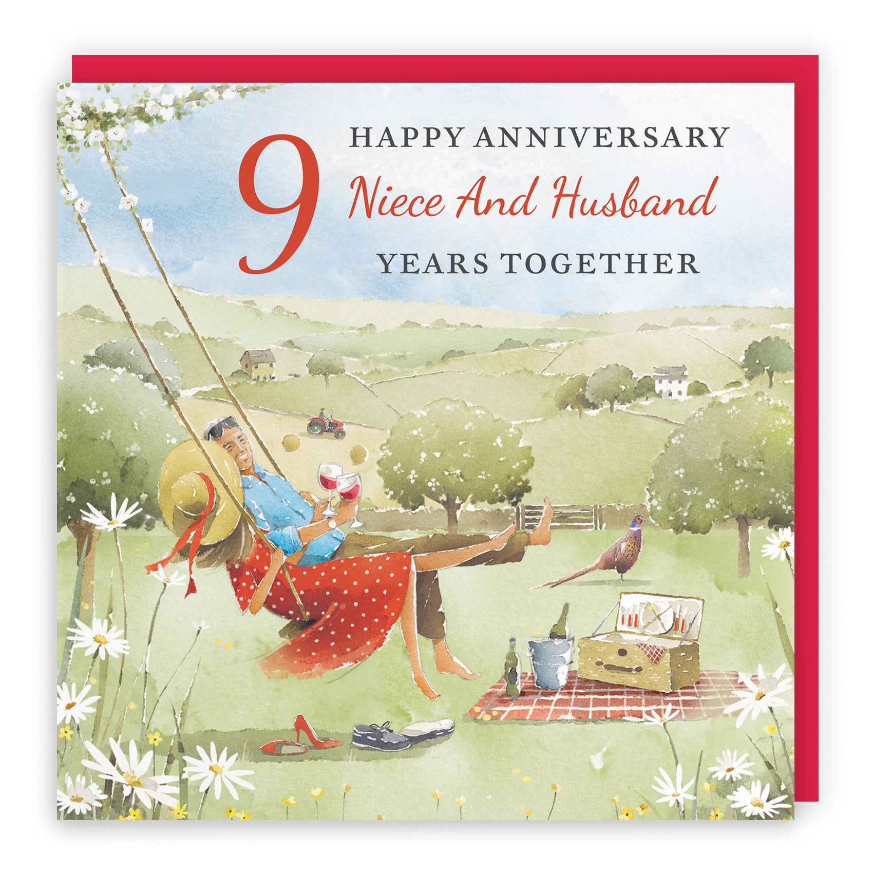 9th Niece And Husband Anniversary Card Meadow Picnic Milo's Gallery - Default Title (RT07121)