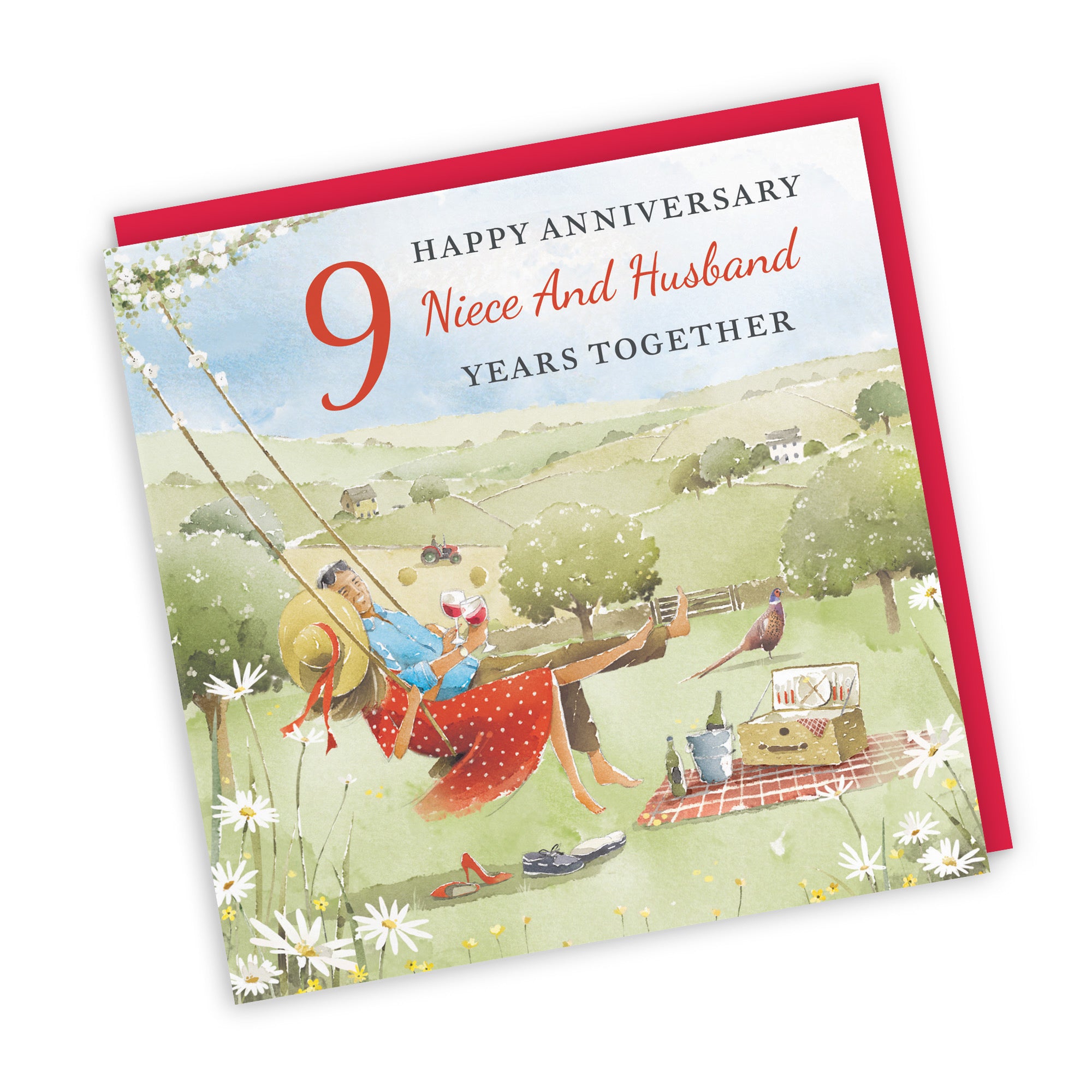 9th Niece And Husband Anniversary Card Meadow Picnic Milo's Gallery - Default Title (RT07121)