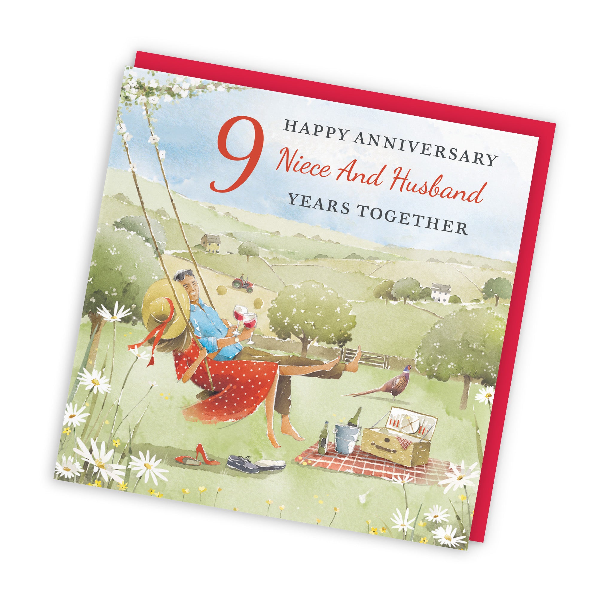 9th Niece And Husband Anniversary Card Meadow Picnic Milo's Gallery - Default Title (RT07121)