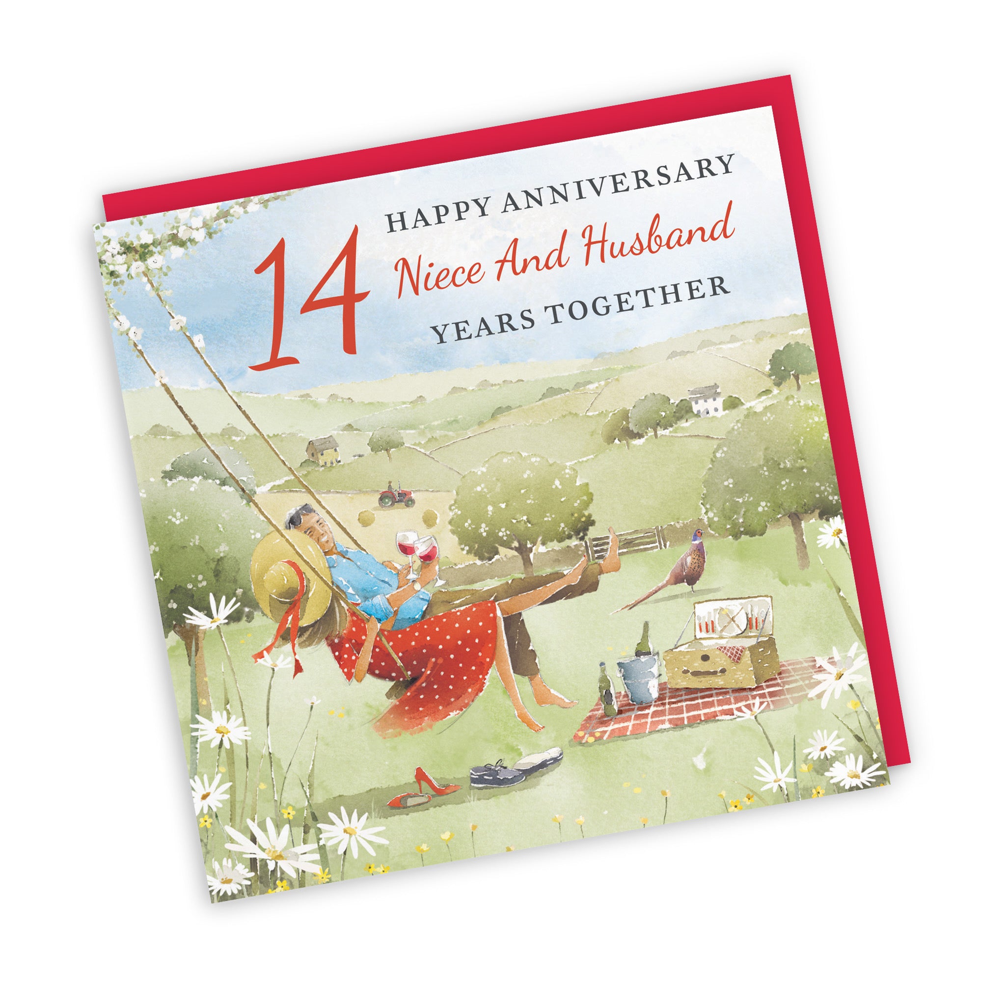 14th Niece And Husband Anniversary Card Meadow Picnic Milo's Gallery - Default Title (RT07126)