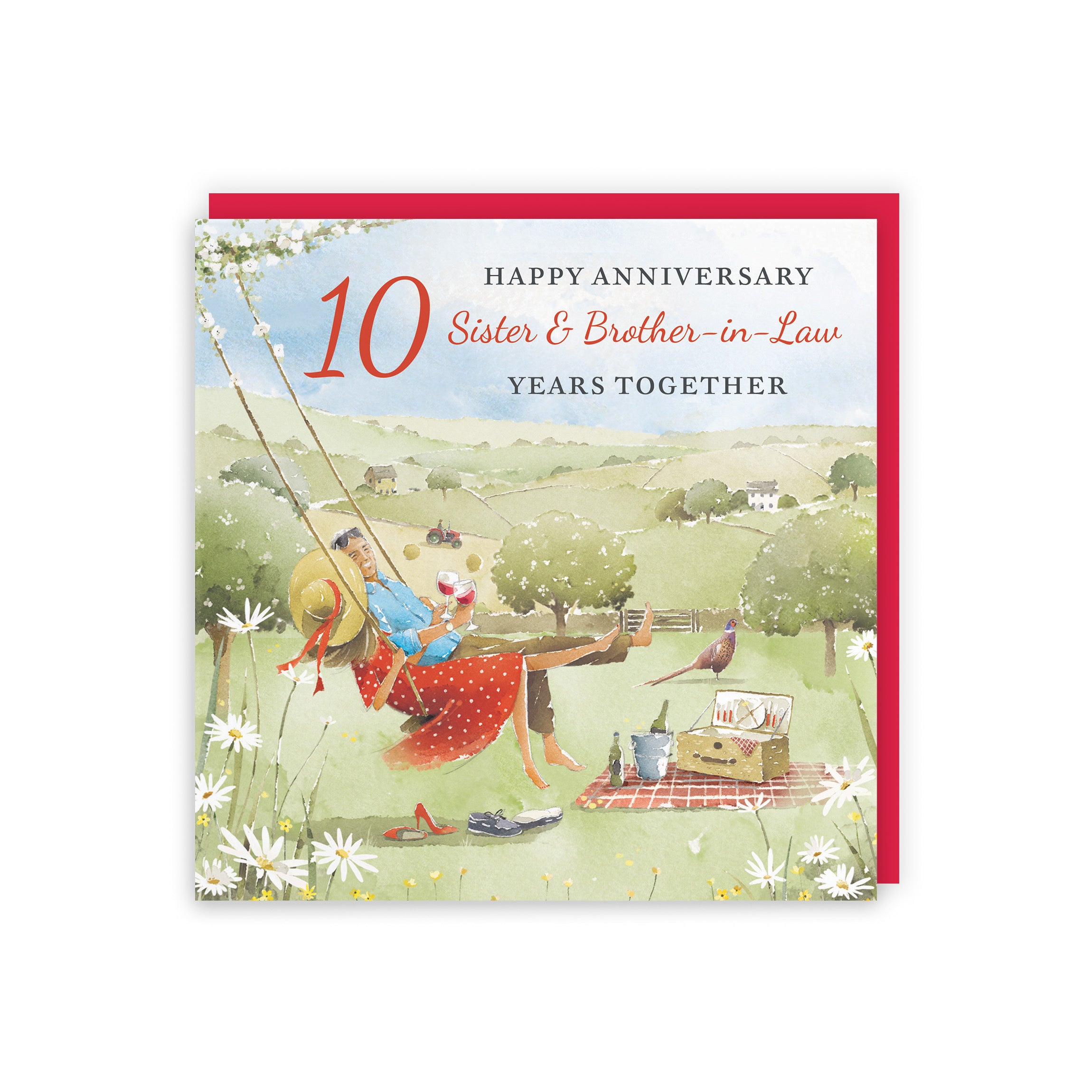 10th Sister And Brother-in-Law Anniversary Card Meadow Picnic Milo's Gallery - Default Title (RT07137)