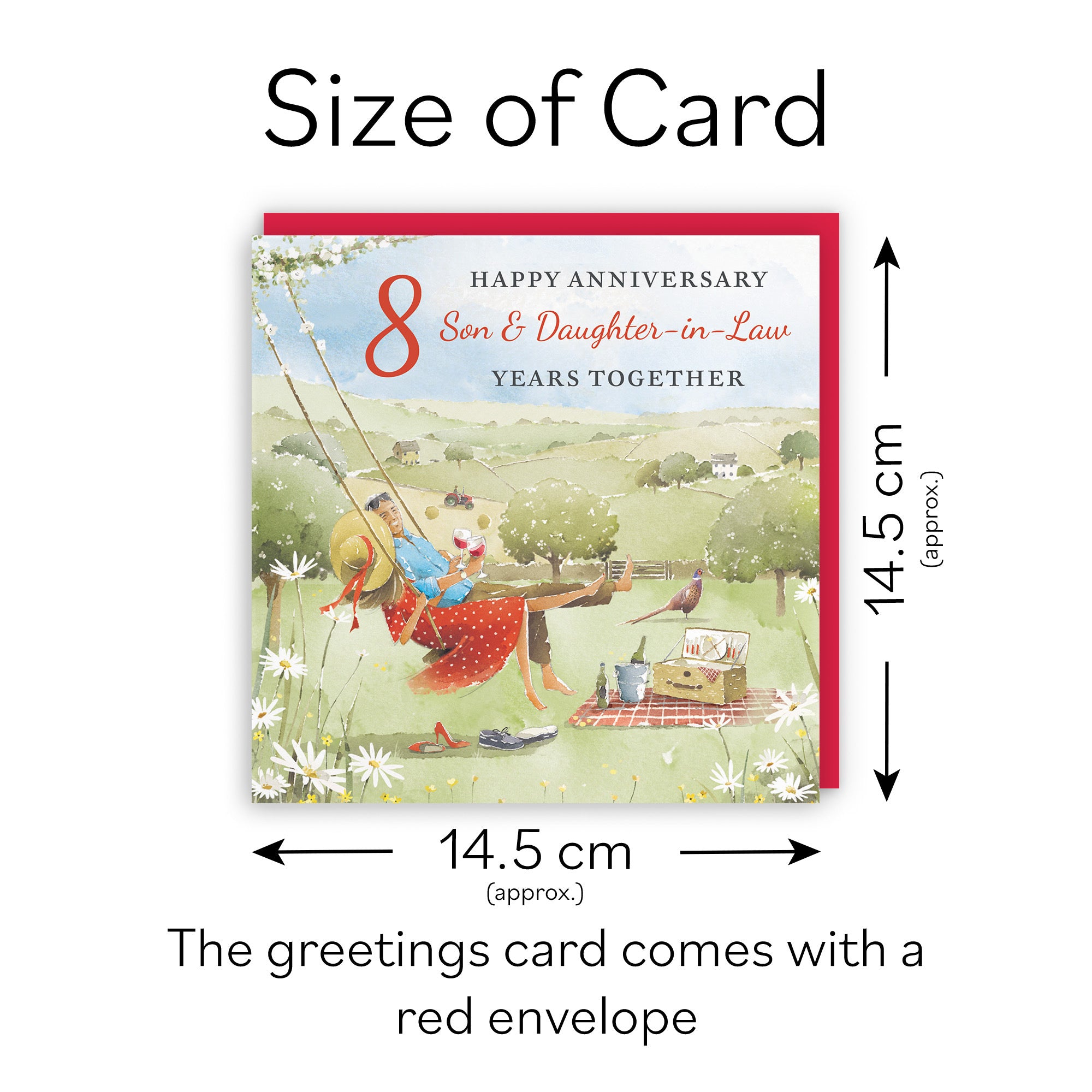 8th Son And Daughter-in-Law Anniversary Card Meadow Picnic Milo's Gallery - Default Title (RT07155)