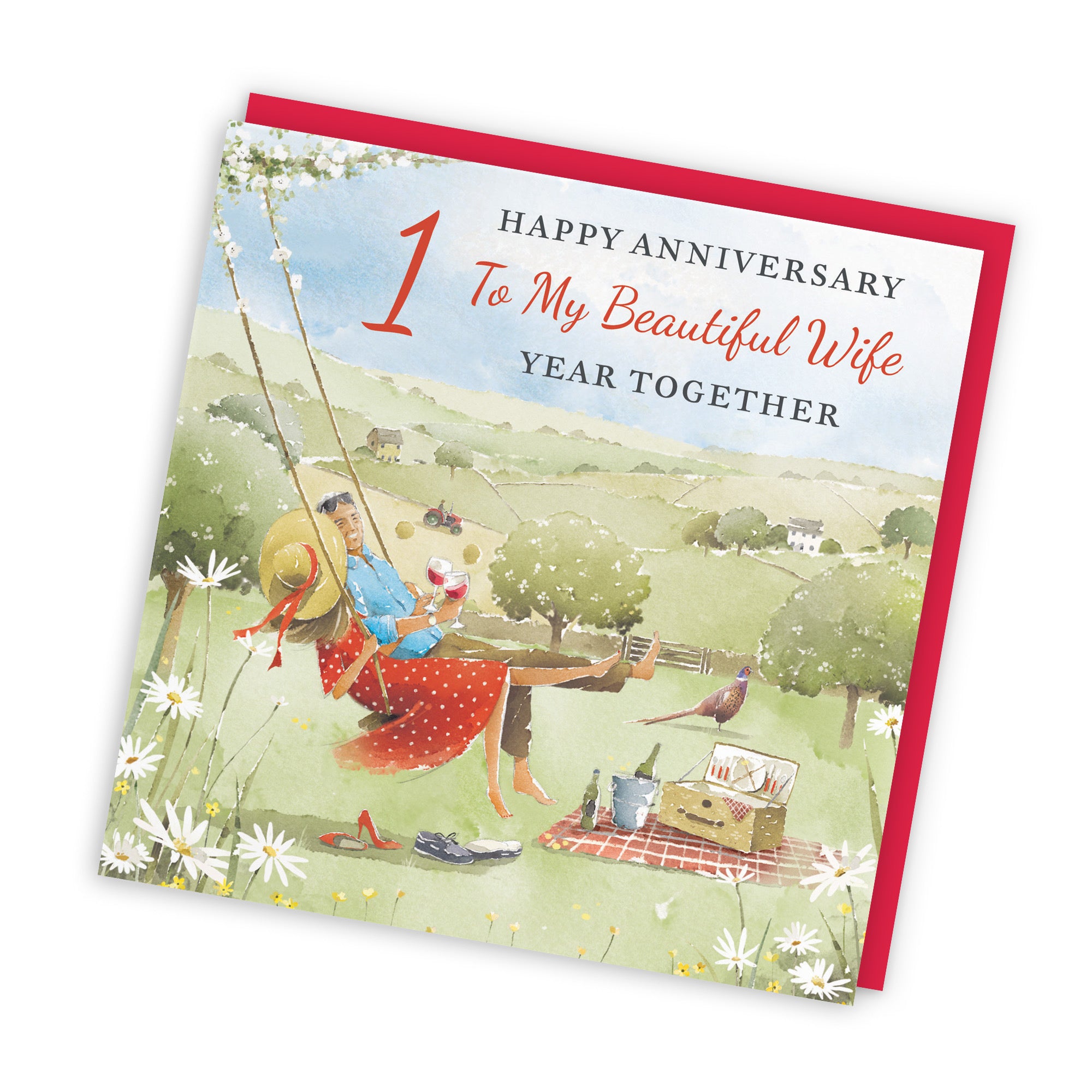 1st Wife Anniversary Card Meadow Picnic Milo's Gallery - Default Title (RT07168)
