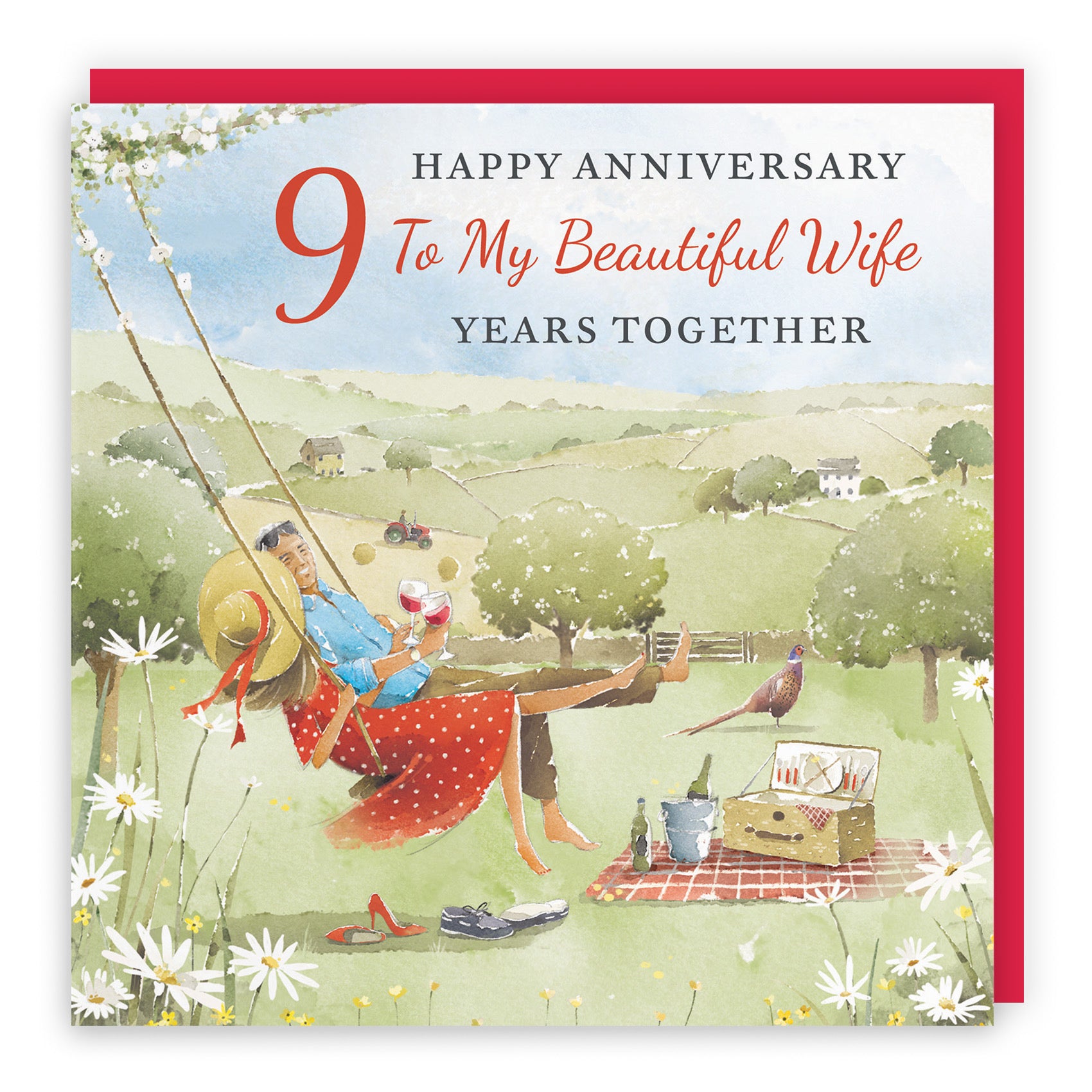 9th Wife Anniversary Card Meadow Picnic Milo's Gallery - Default Title (RT07176)