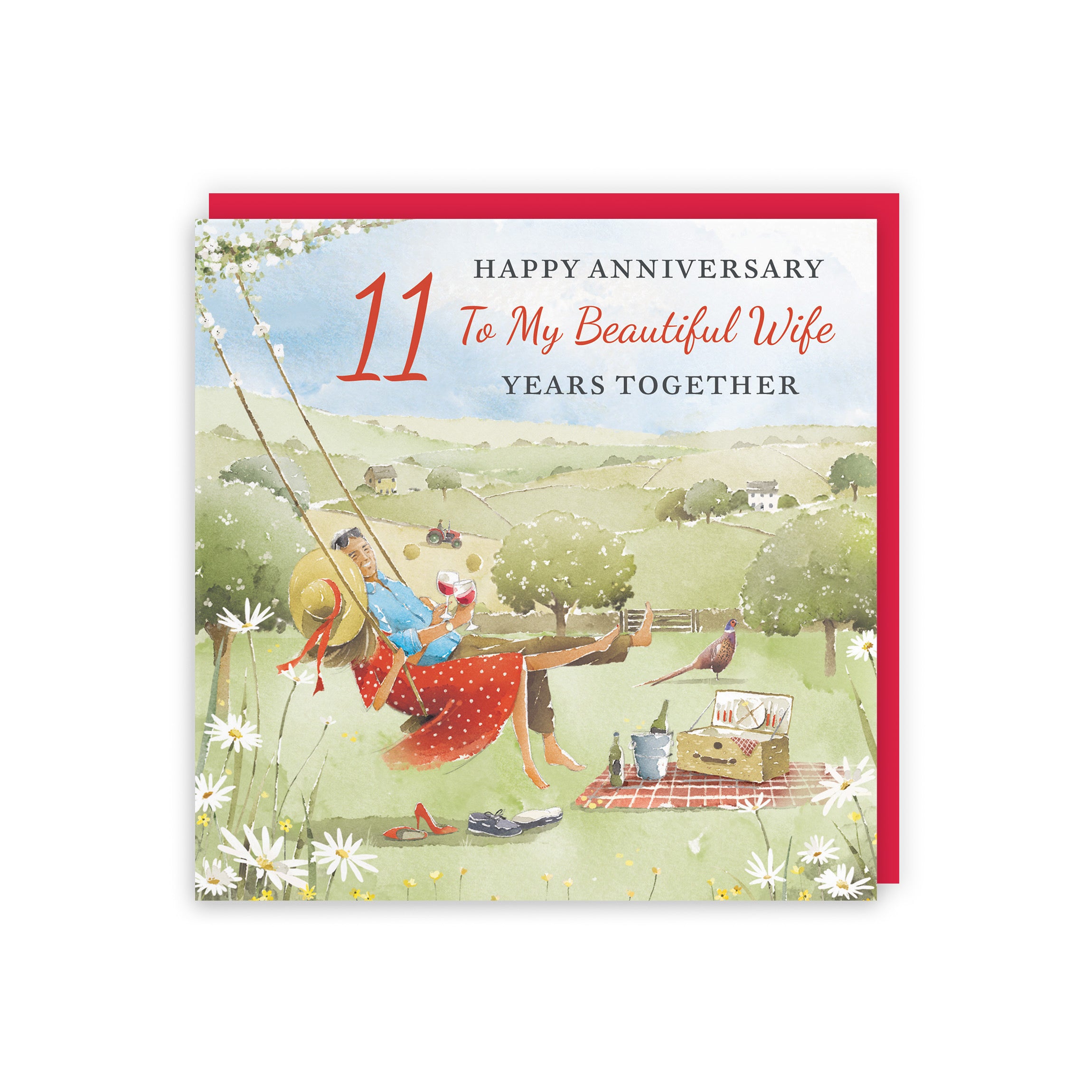 11th Wife Anniversary Card Meadow Picnic Milo's Gallery - Default Title (RT07178)