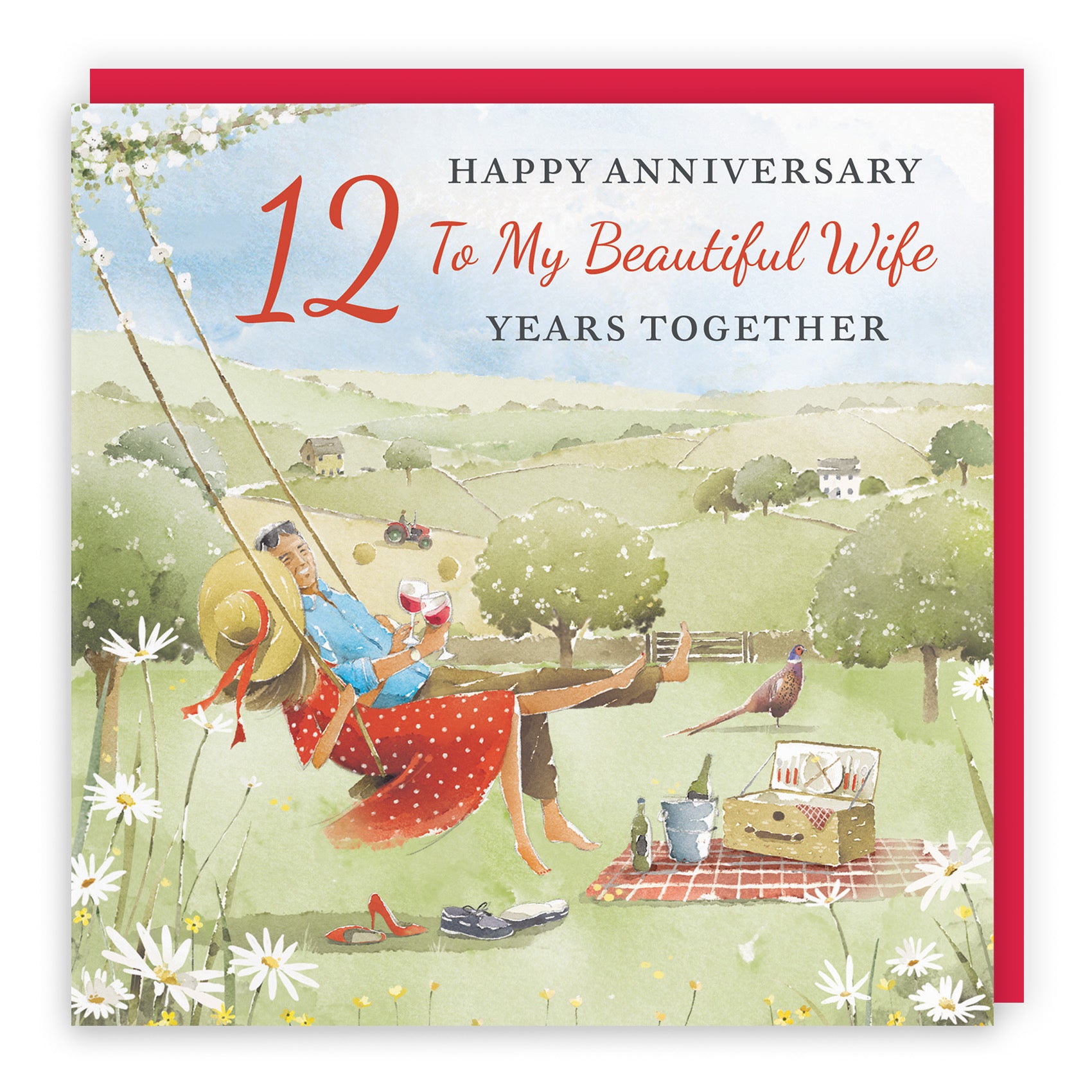 12th Wife Anniversary Card Meadow Picnic Milo's Gallery - Default Title (RT07179)