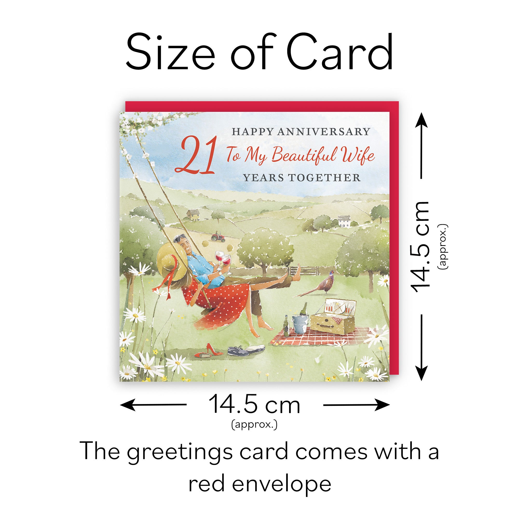 21st Wife Anniversary Card Meadow Picnic Milo's Gallery - Default Title (RT07188)