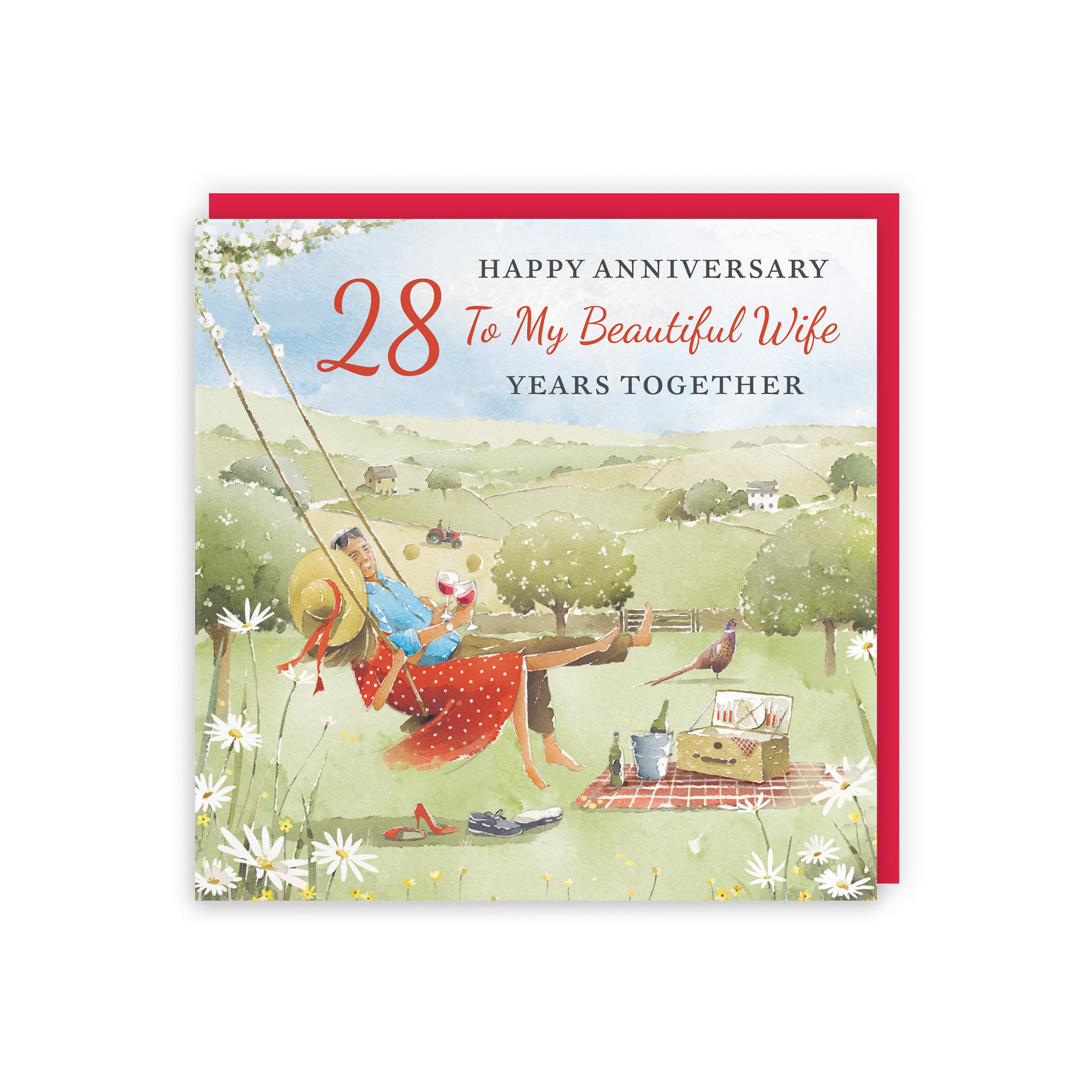 28th Wife Anniversary Card Meadow Picnic Milo's Gallery - Default Title (RT07195)