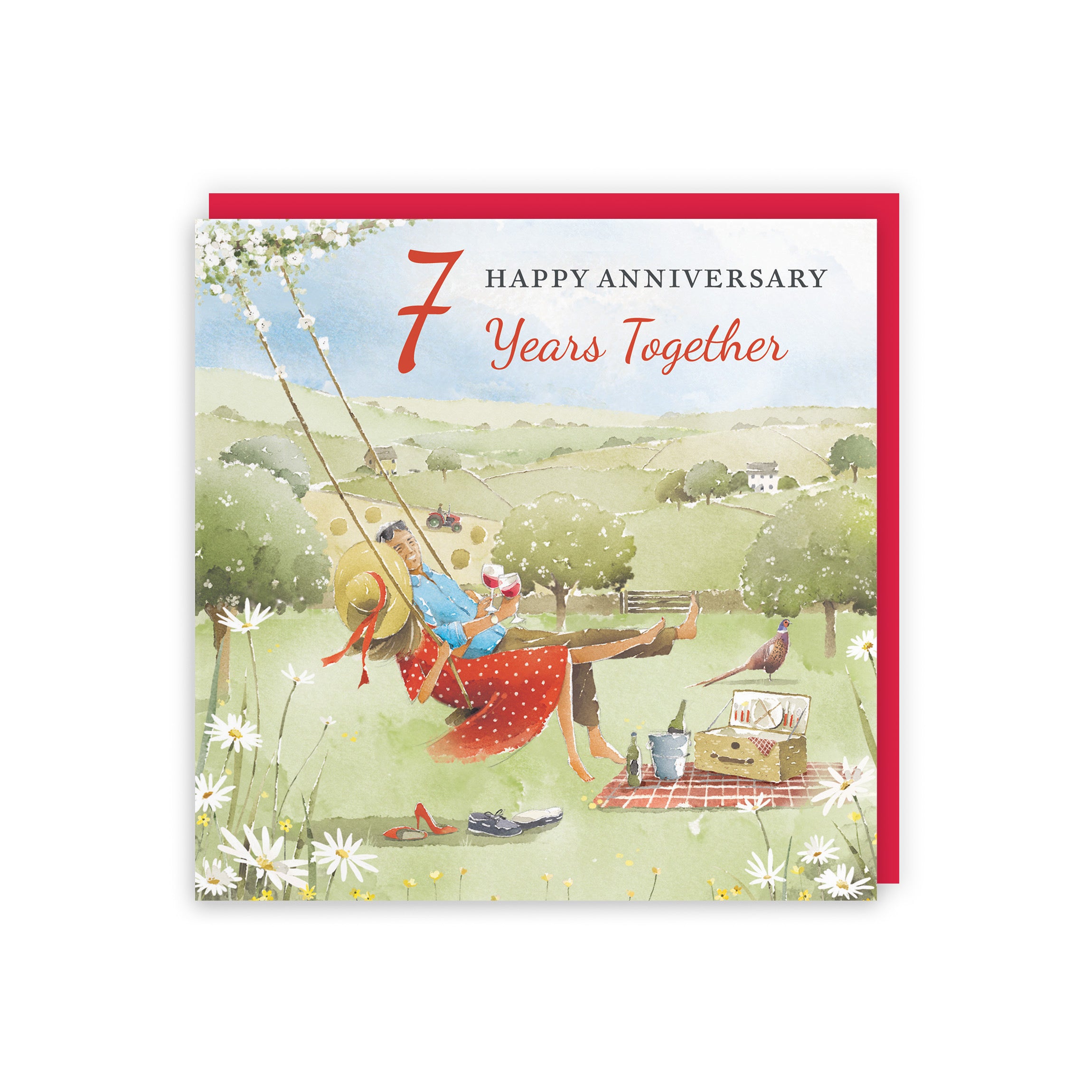 7th Anniversary Card Meadow Picnic Milo's Gallery - Default Title (RT07206)