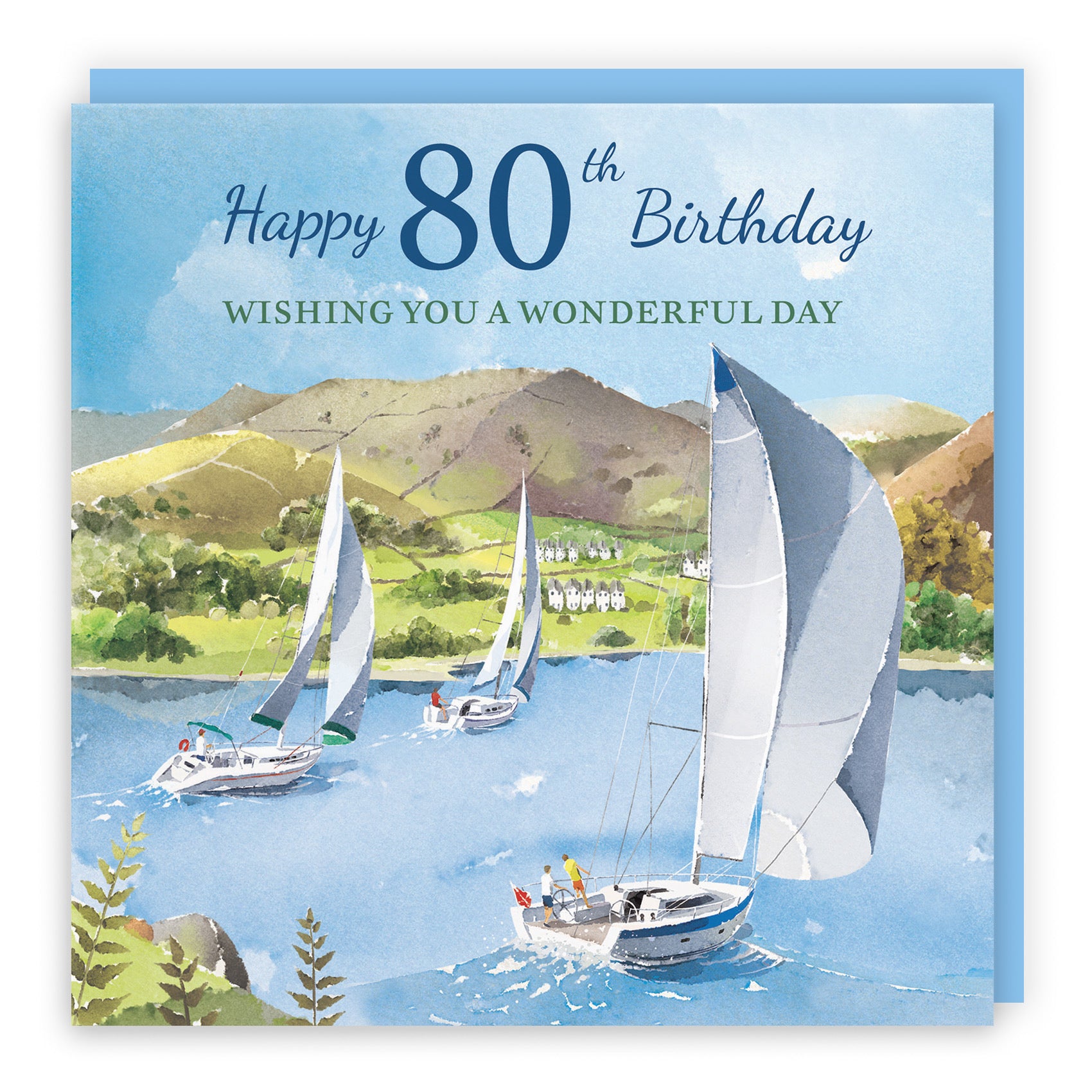 80th Birthday Card Sailing Boats Milo's Gallery - Default Title (RT07333)