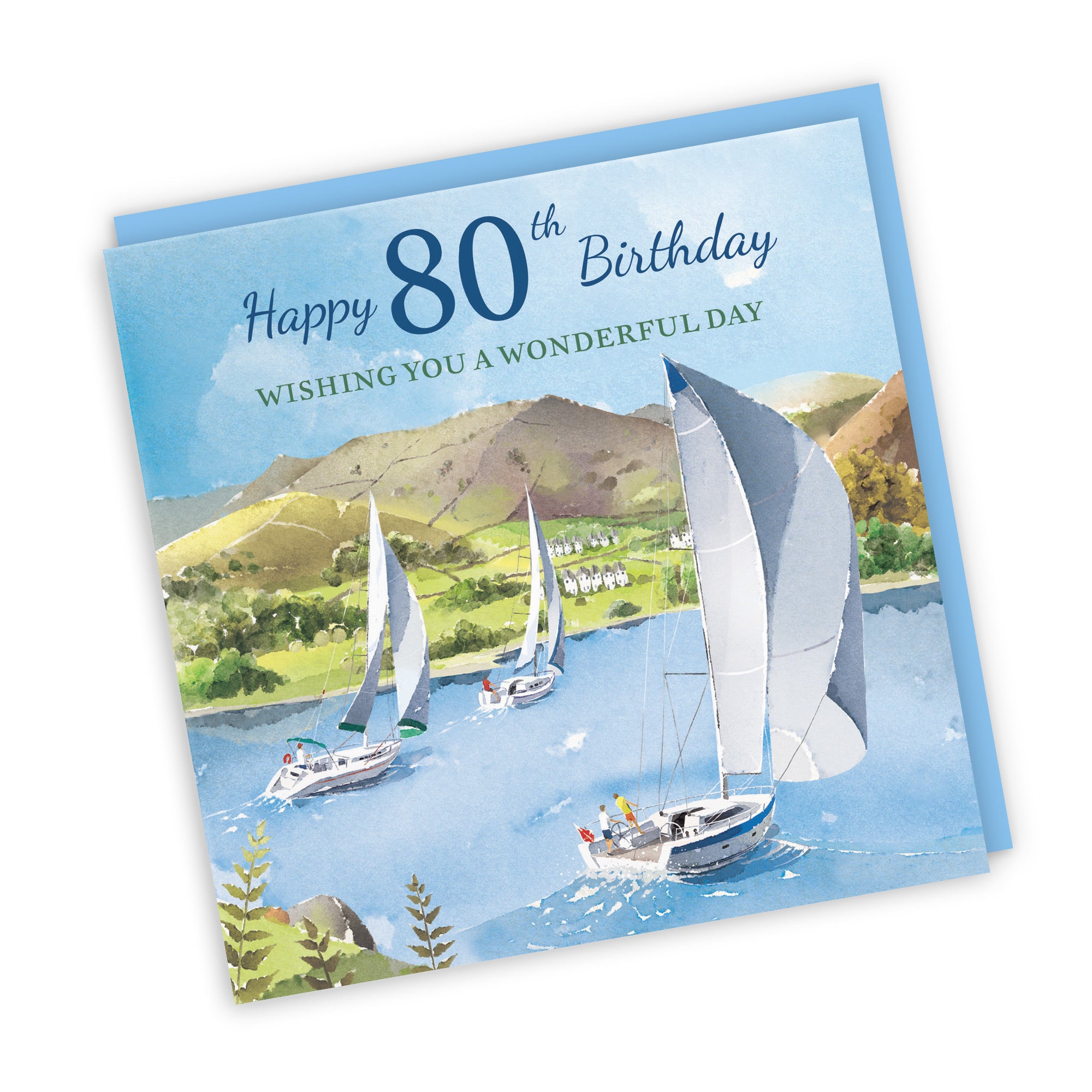 80th Birthday Card Sailing Boats Milo's Gallery - Default Title (RT07333)