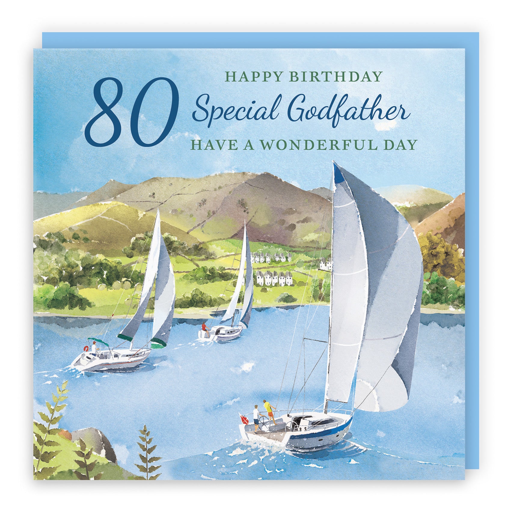 80th Godfather Birthday Card Sailing Boats Milo's Gallery - Default Title (RT07397)
