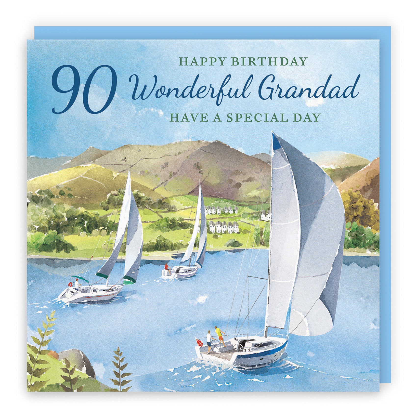 90th Grandad Birthday Card Sailing Boats Milo's Gallery - Default Title (RT07407)