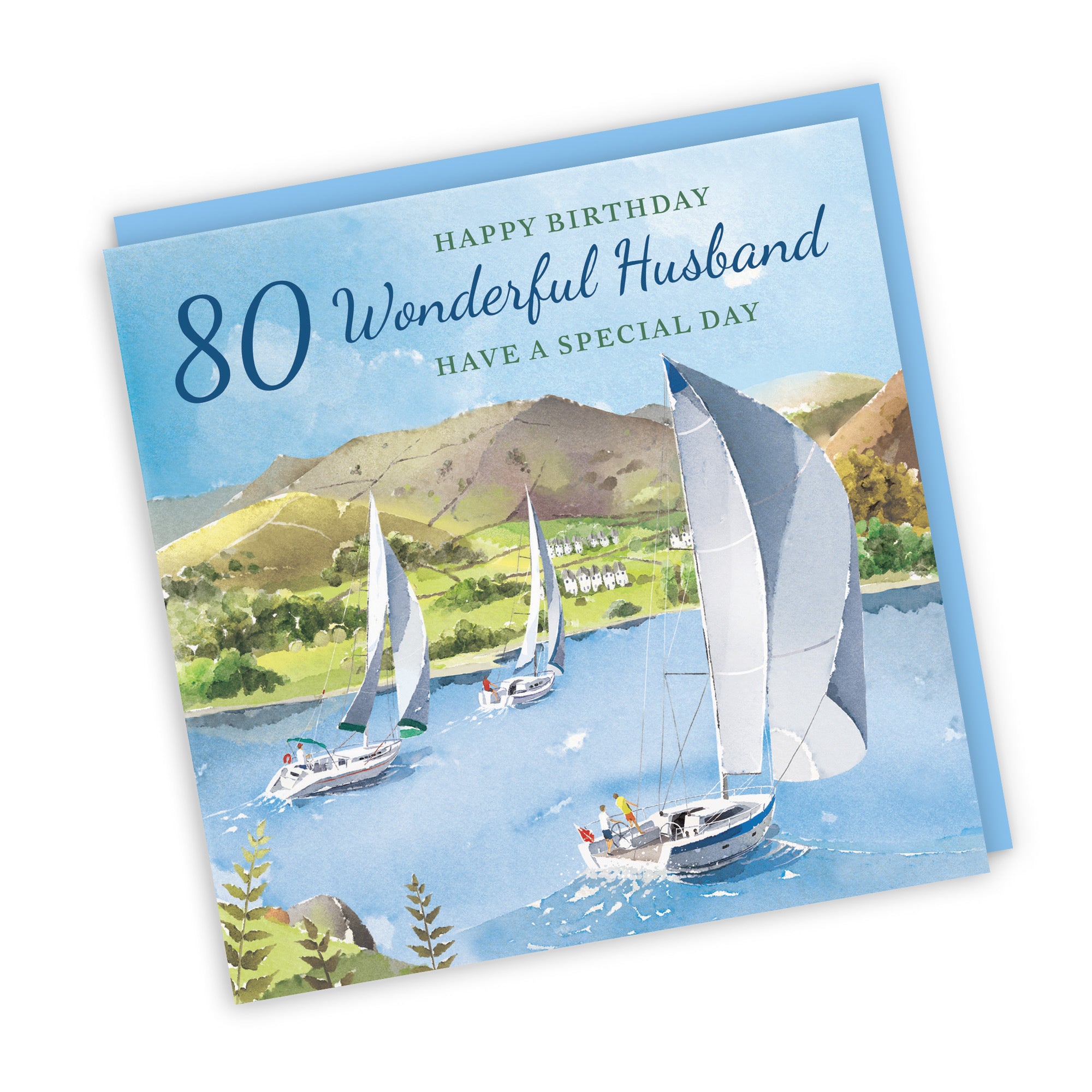 80th Husband Birthday Card Sailing Boats Milo's Gallery - Default Title (RT07432)
