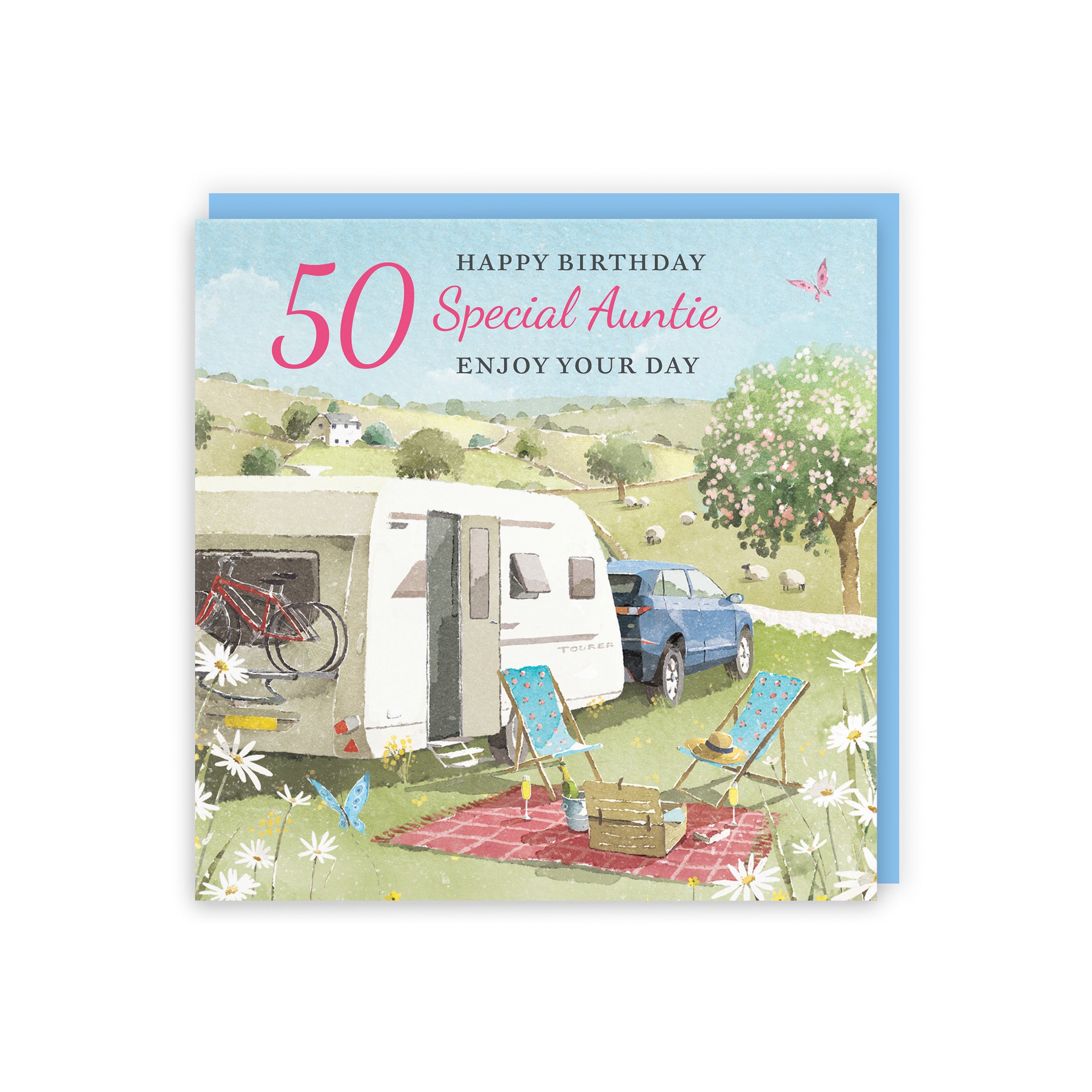 50th Auntie Birthday Card Caravan Holiday Milo's Gallery - Default Title (RT07555)
