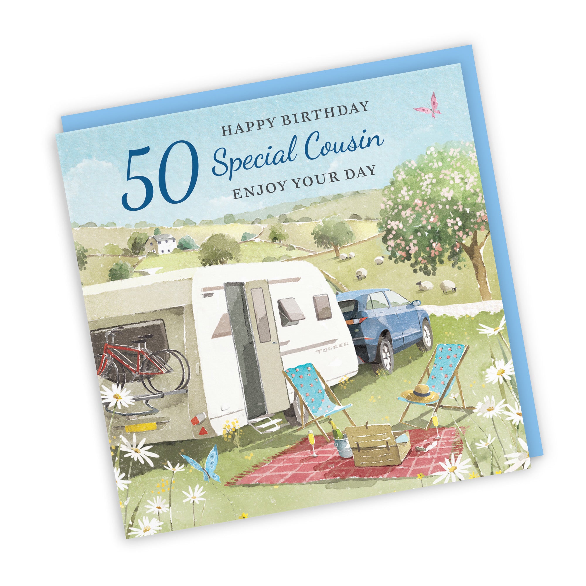 Male 50th Cousin Birthday Card Caravan Holiday Milo's Gallery - Default Title (RT07560)